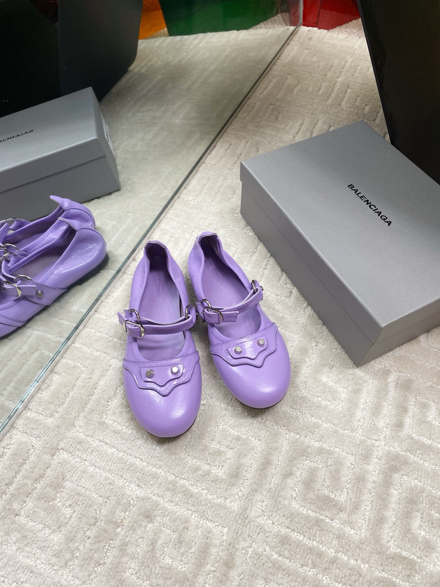 Balenciaga Women's Mary Jane Leather Ballet Flats - Comfortable & Stylish 1 Balenciaga Women's Mary Jane Leather Ballet Flats - Comfortable & Stylish