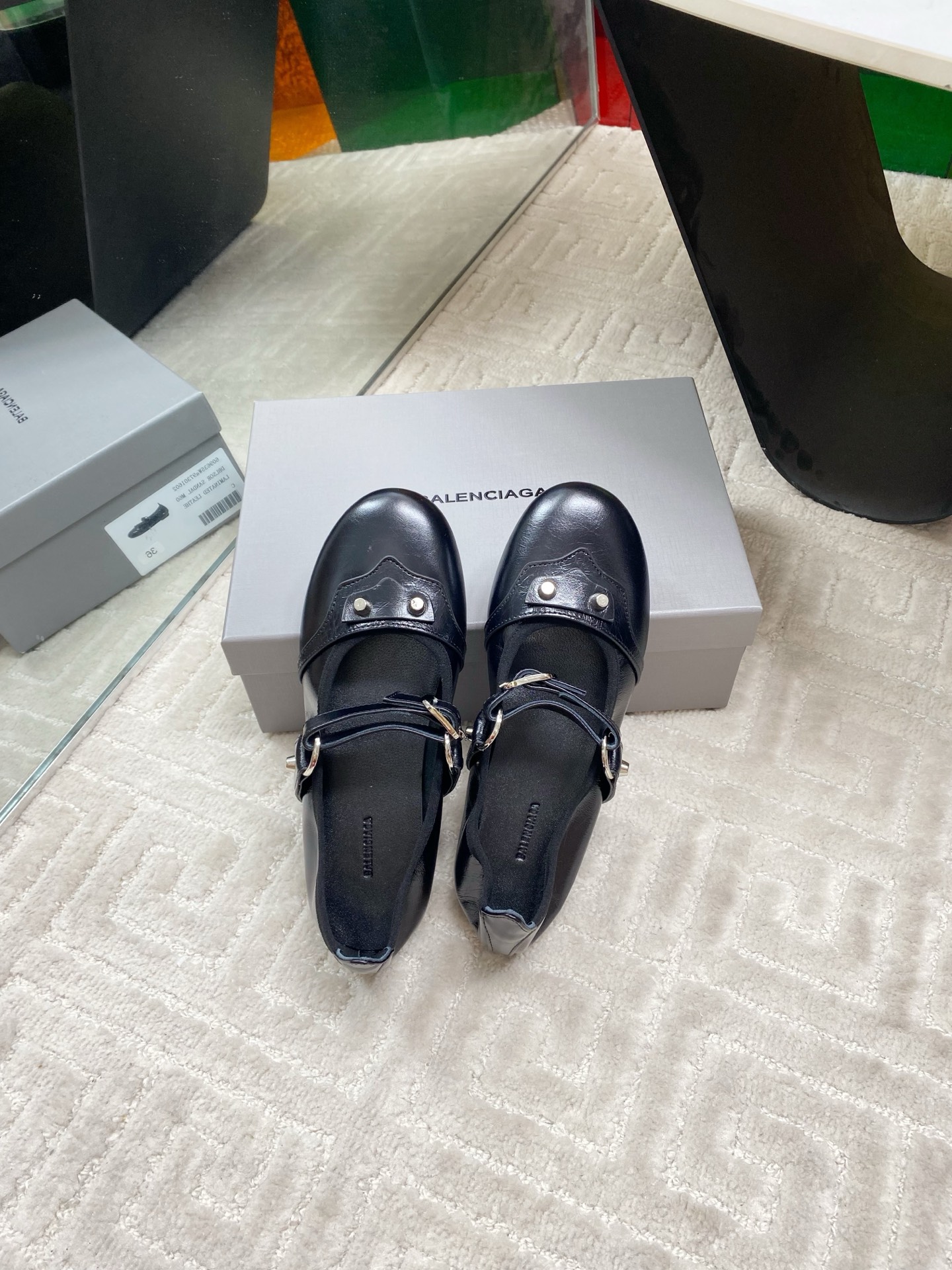 Balenciaga 2025 Spring/Summer Black Leather Mary Jane Shoes size 35-39 5 i1744654897389 2144 0 3