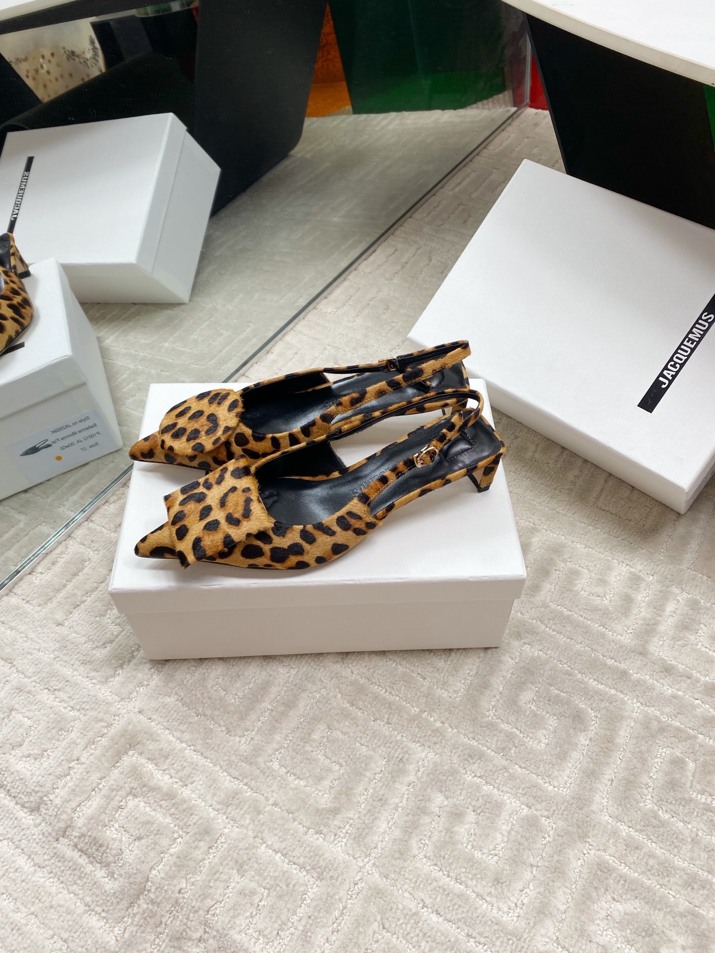 Jacquemus Women's Leopard Print Slingback Kitten Heel - Chic & Stylish 1 Jacquemus Women's Leopard Print Slingback Kitten Heel - Chic & Stylish