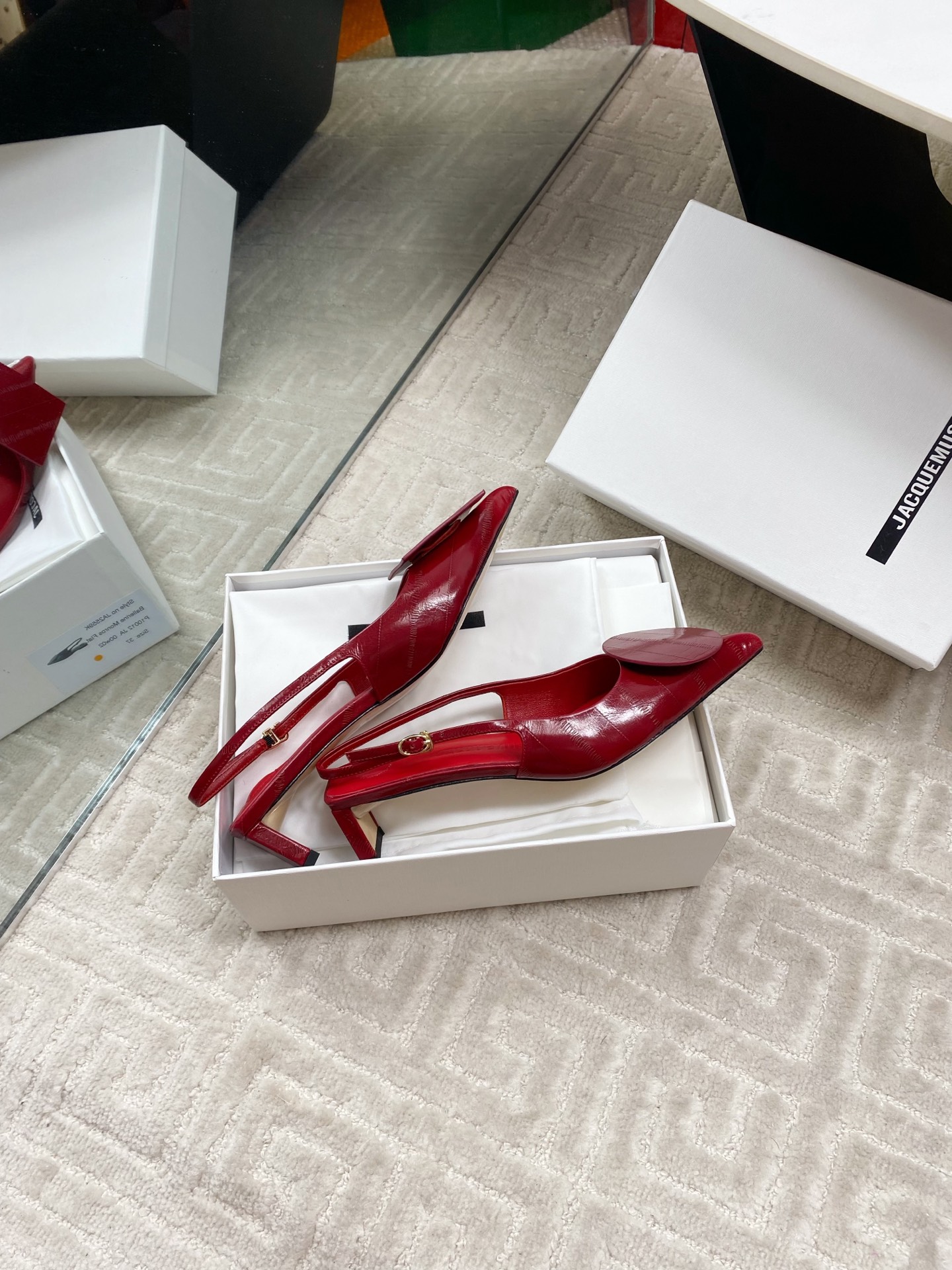 Jacquemus Red Leather Slingback Heels with Asymmetric Buckle Detail 9 i1744813748580 2122 0 7