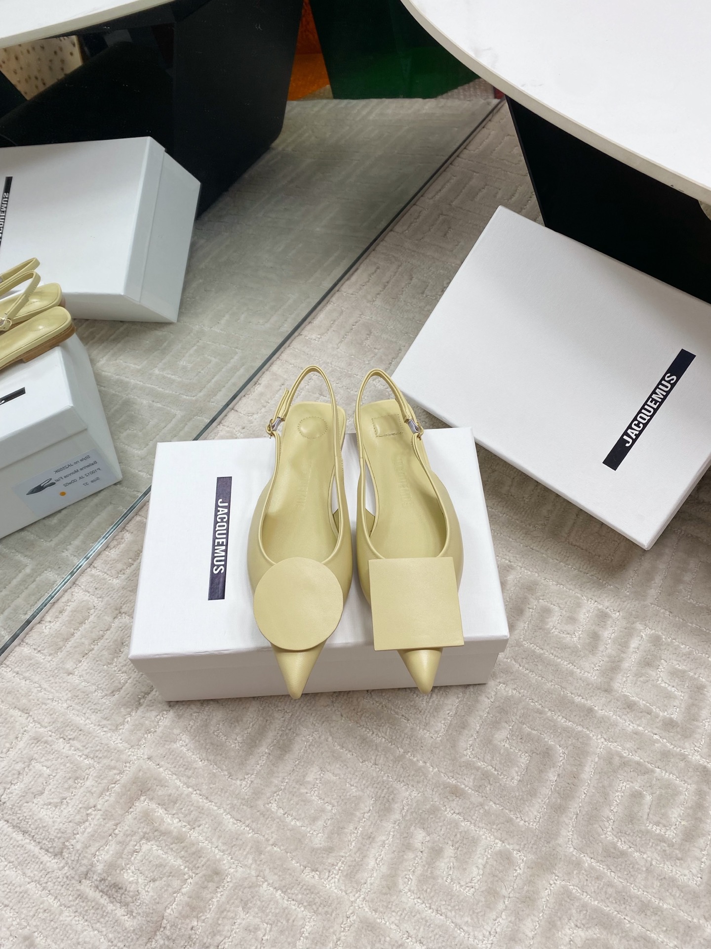 Jacquemus Women's Slingback Leather Ballet Flats with Geometric Buckle 3 i1744813777032 422 0 0