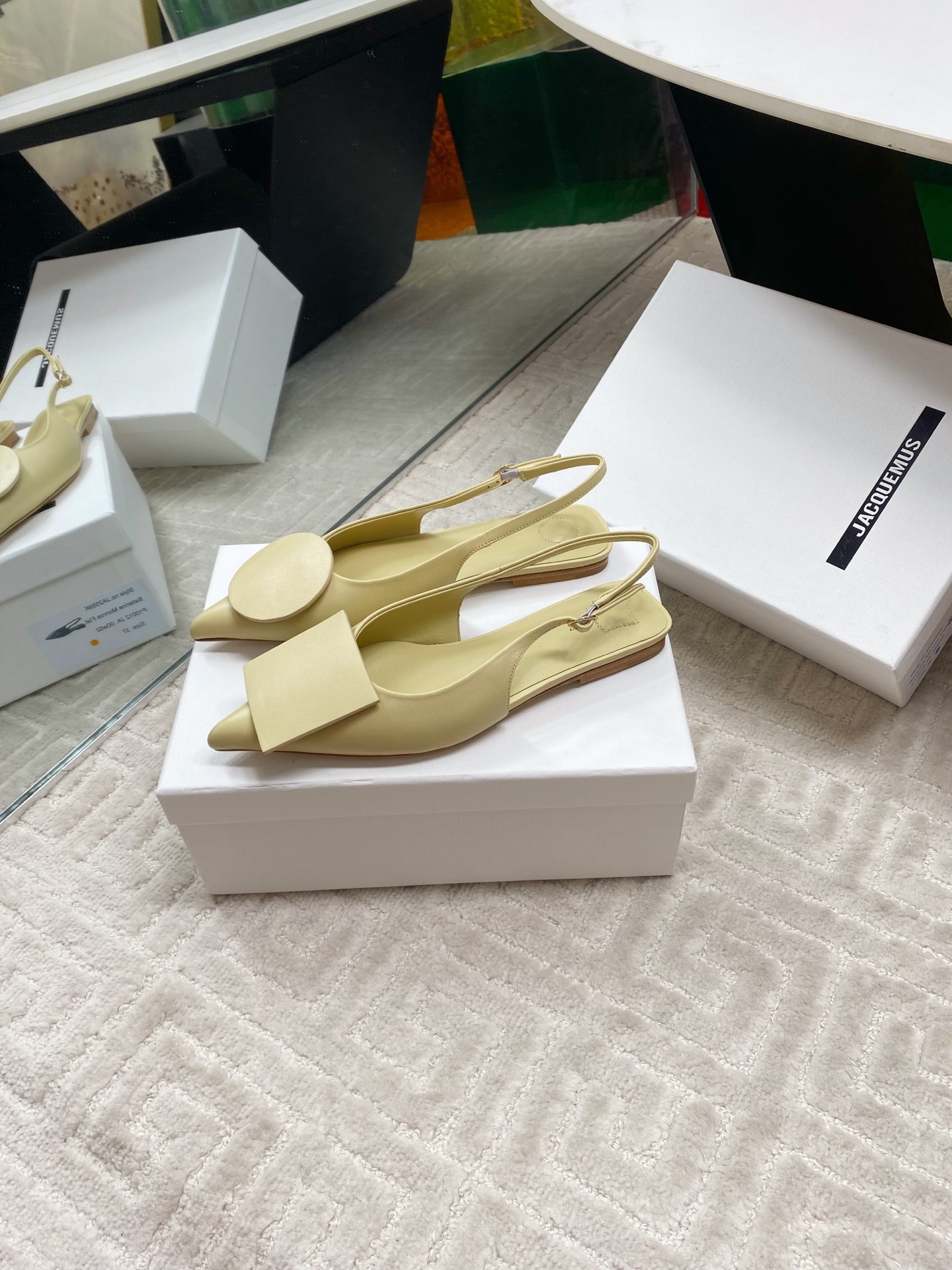 Jacquemus Women's Slingback Leather Ballet Flats with Geometric Buckle 1 Jacquemus Women's Slingback Leather Ballet Flats with Geometric Buckle