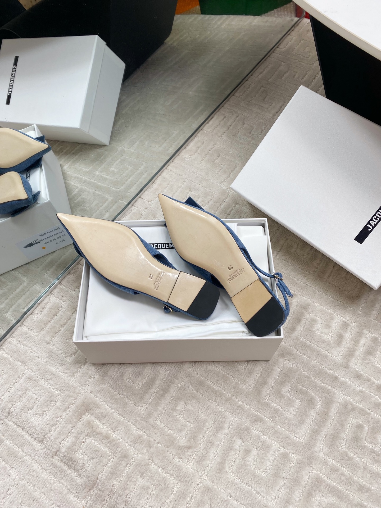 Jacquemus Women's Asymmetric Denim Slingback Pumps with Pointed Toe 10 i1744813876006 3577 0 8