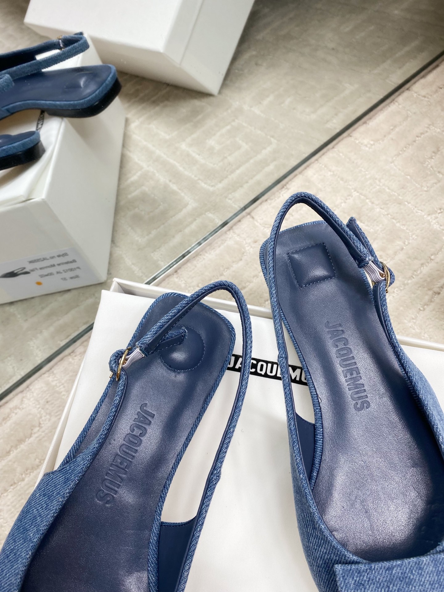 Jacquemus Women's Asymmetric Denim Slingback Pumps with Pointed Toe 6 i1744813876024 2539 0 4