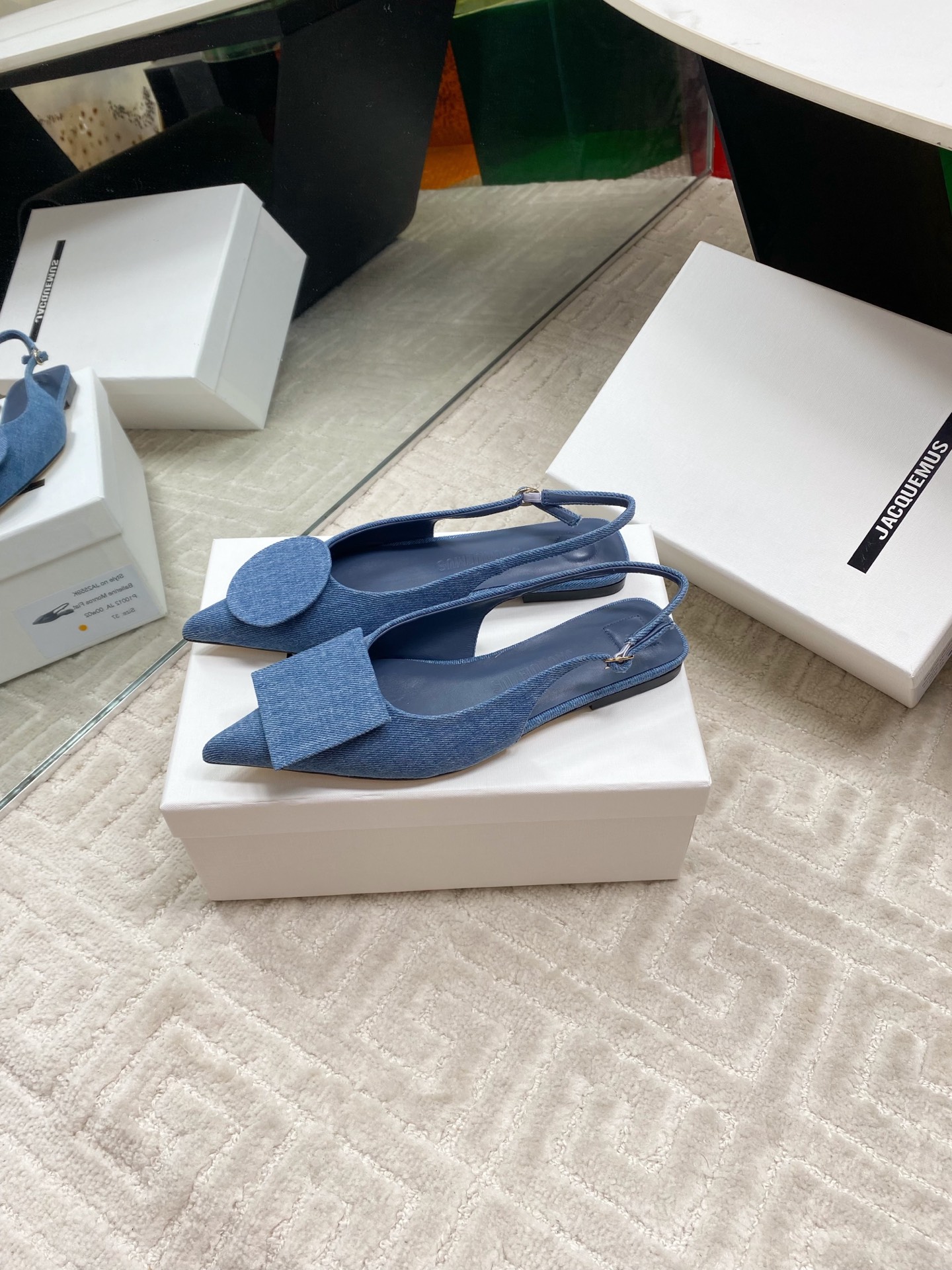 Jacquemus Women's Asymmetric Denim Slingback Pumps with Pointed Toe 3 i1744813876029 5743 0 1