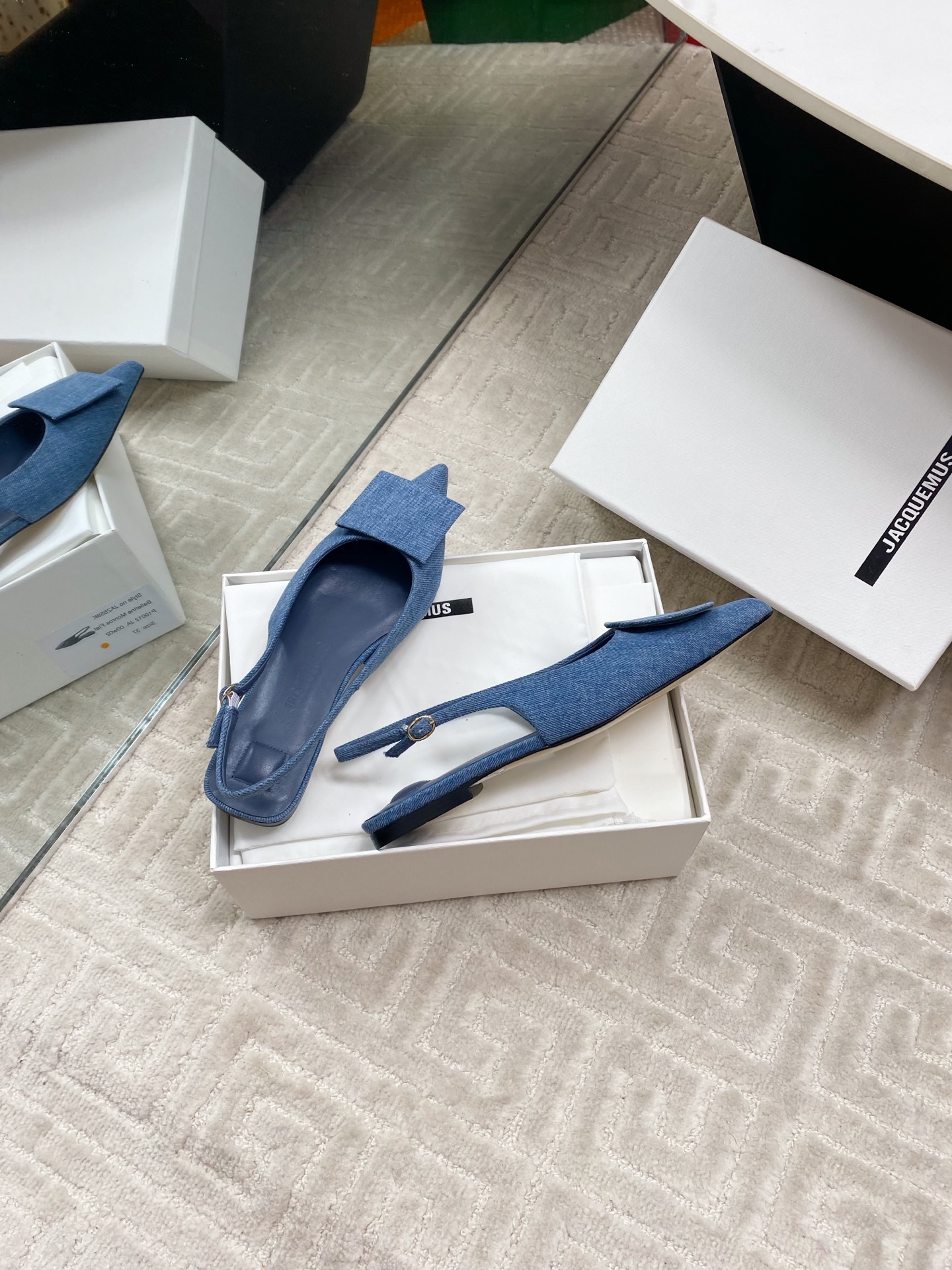 Jacquemus Women's Asymmetric Denim Slingback Pumps with Pointed Toe 9 i1744813876793 8657 0 7