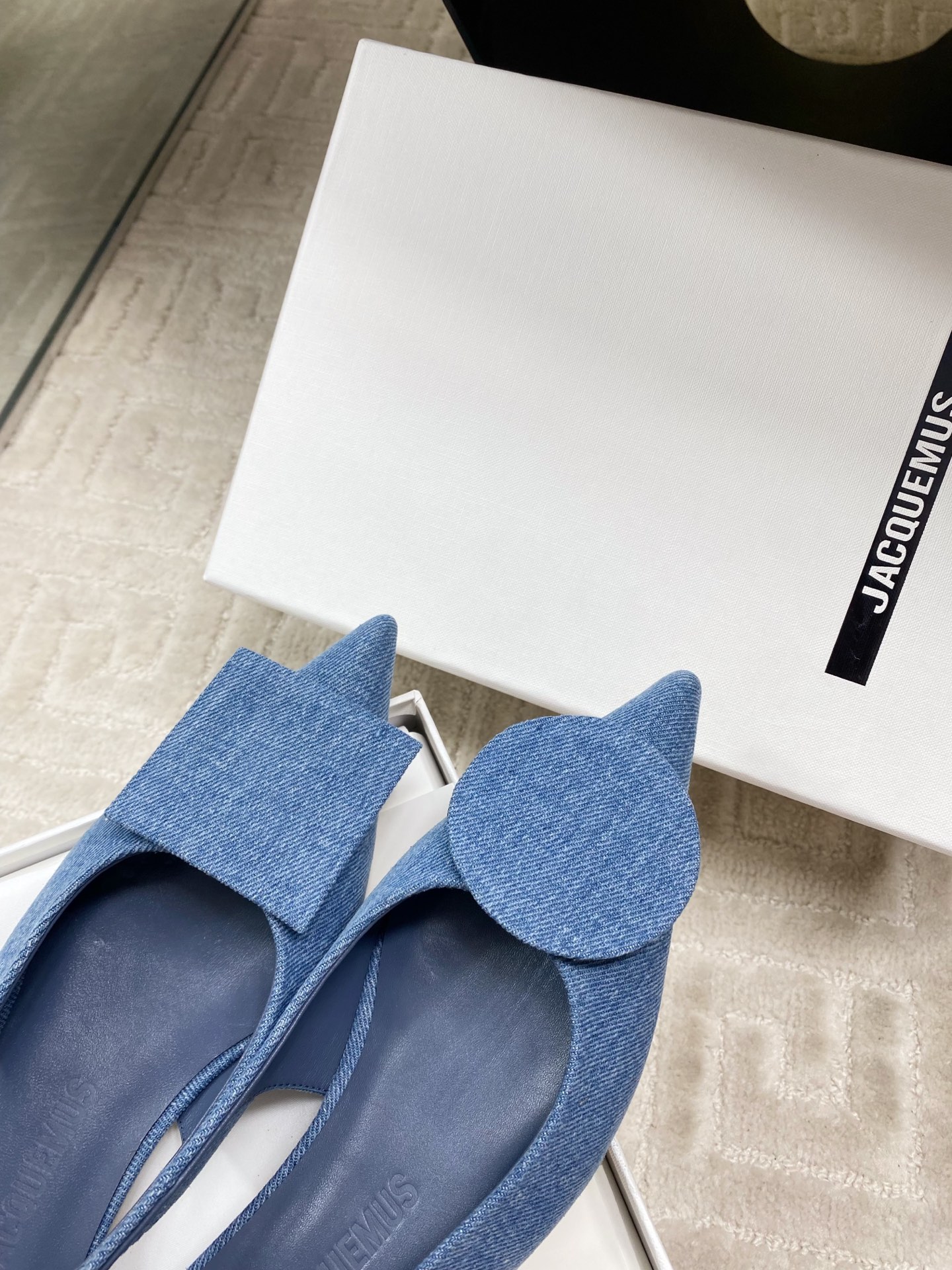Jacquemus Women's Asymmetric Denim Slingback Pumps with Pointed Toe 7 i1744813876797 4717 0 5