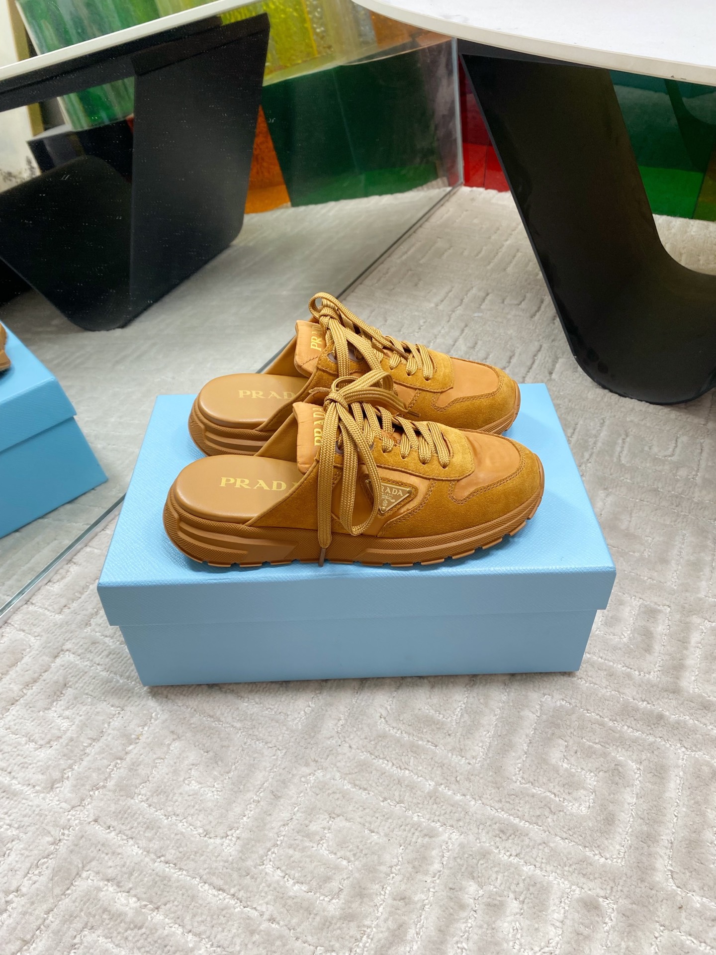 Prada Early Spring New Triangle Logo Thick Bottom Mule Heeled Women's Shoes 5 i1744814903305 8127 0 3