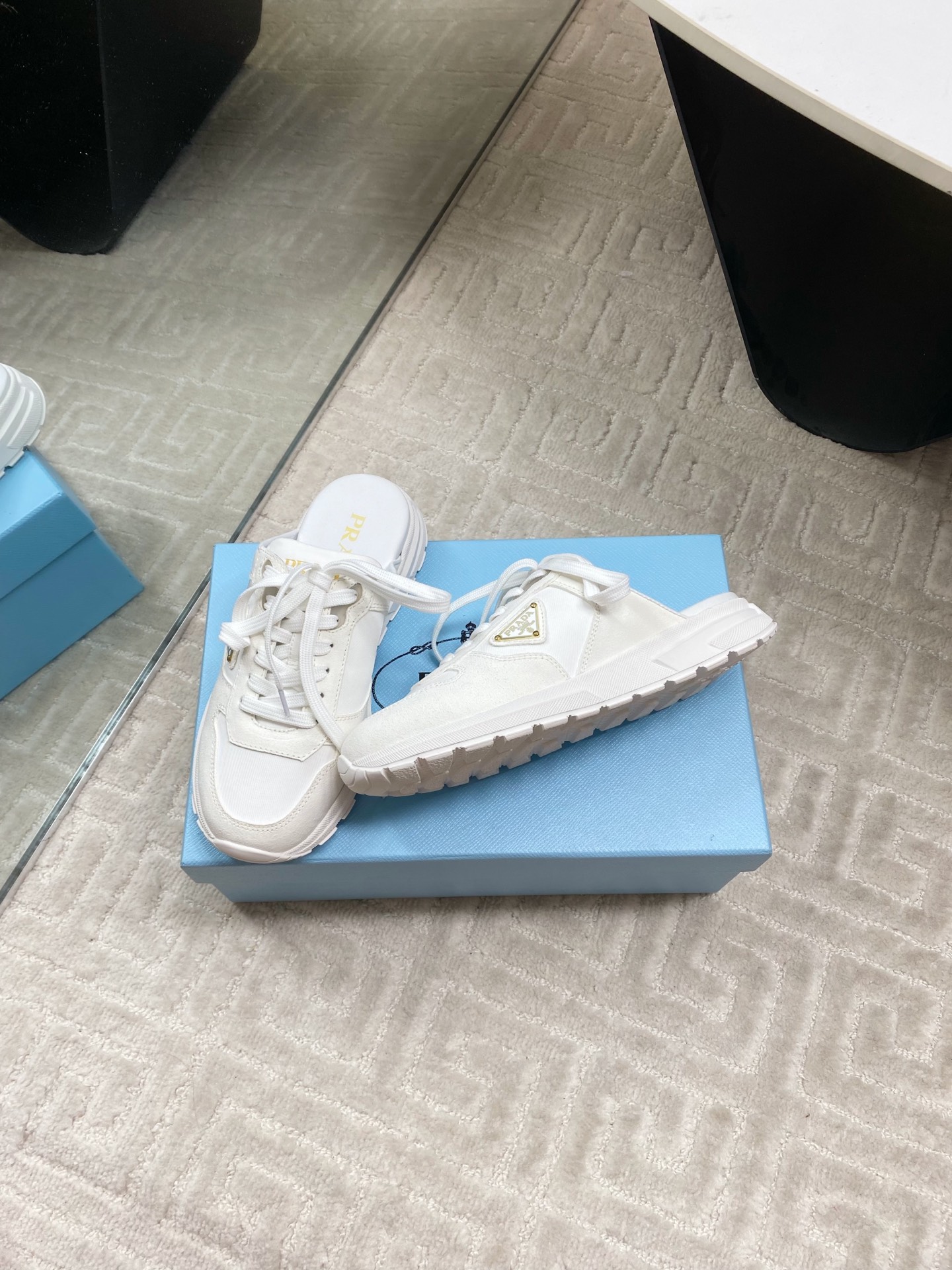 Prada Women's Early Spring White Leather & Suede Platform Mule Sneakers 5 i1744814963455 1648 0 3
