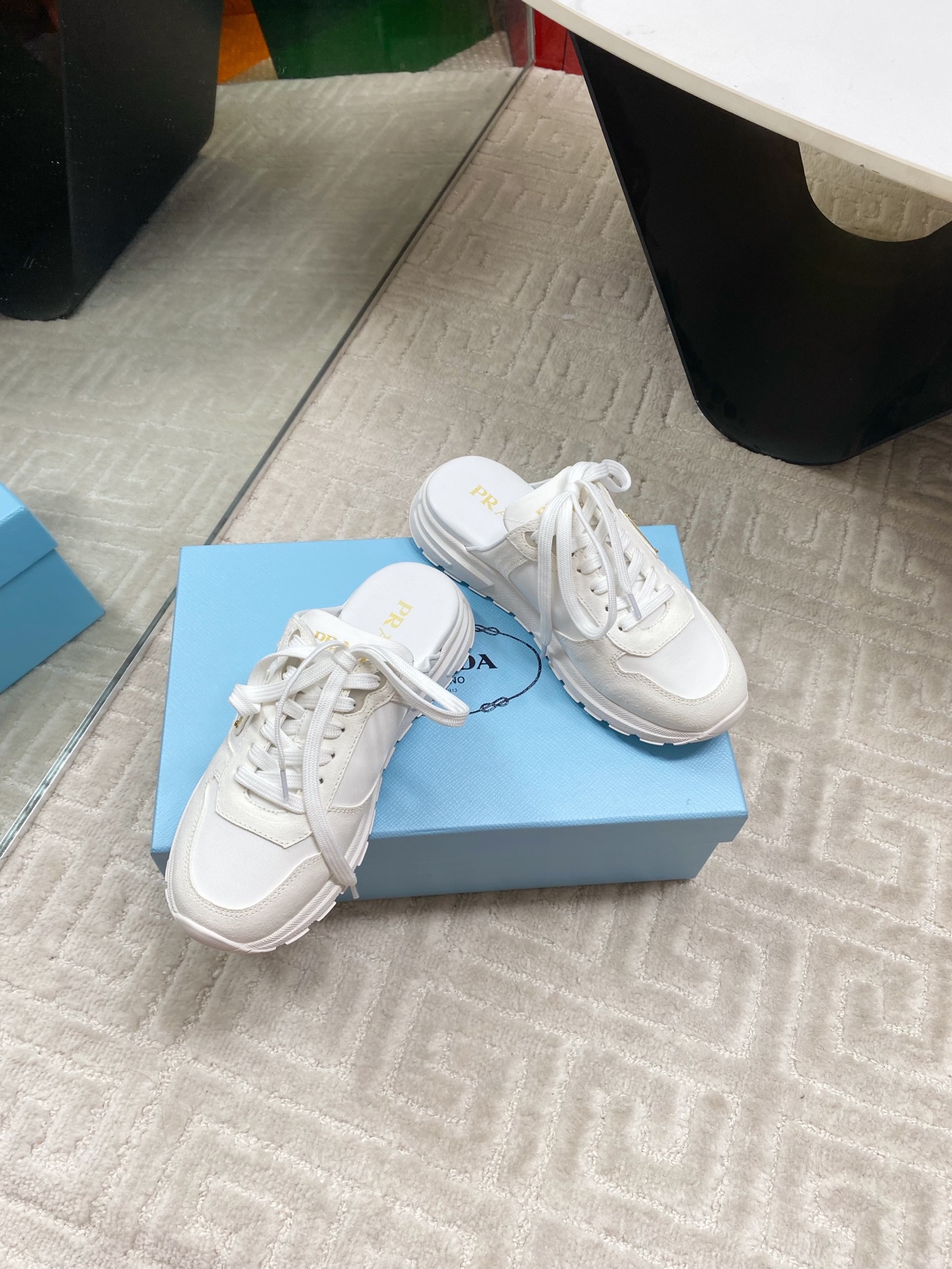 Prada Women's Early Spring White Leather & Suede Platform Mule Sneakers 4 i1744814964459 6703 0 2