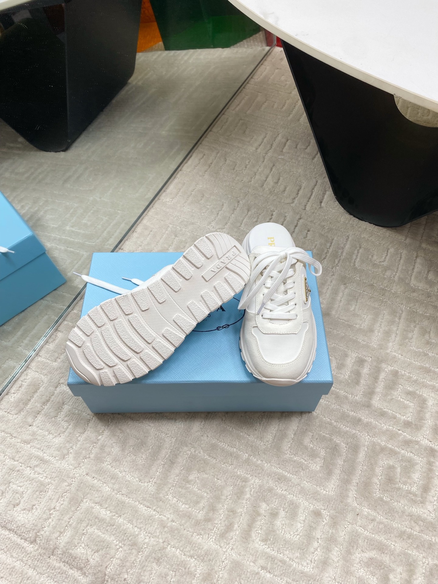 Prada Women's Early Spring White Leather & Suede Platform Mule Sneakers 10 i1744814964503 2027 0 8