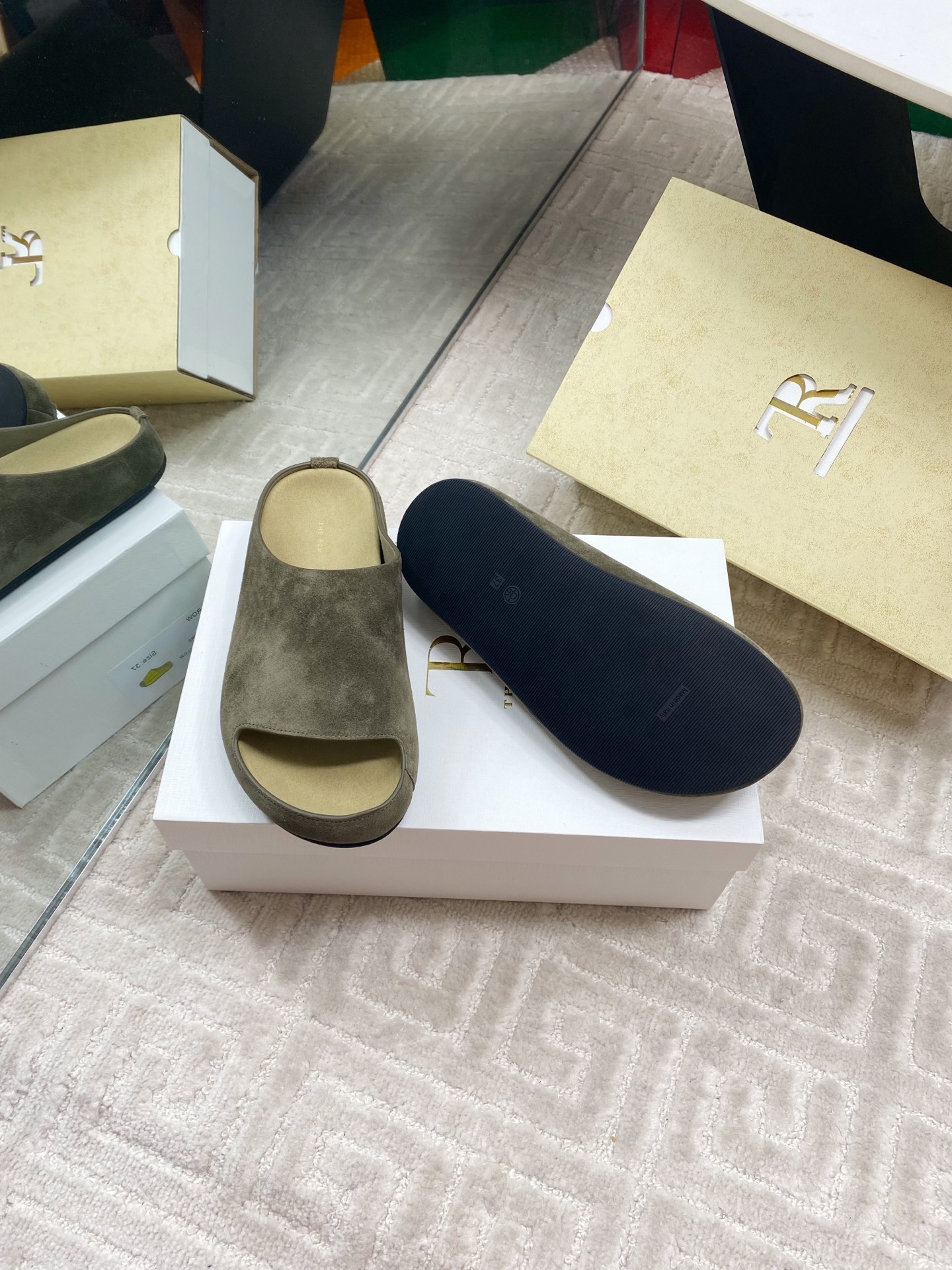The Row Women's Minimalist Round Toe Suede Leather Slide Sandals 9 i1744815748620 755 0 7