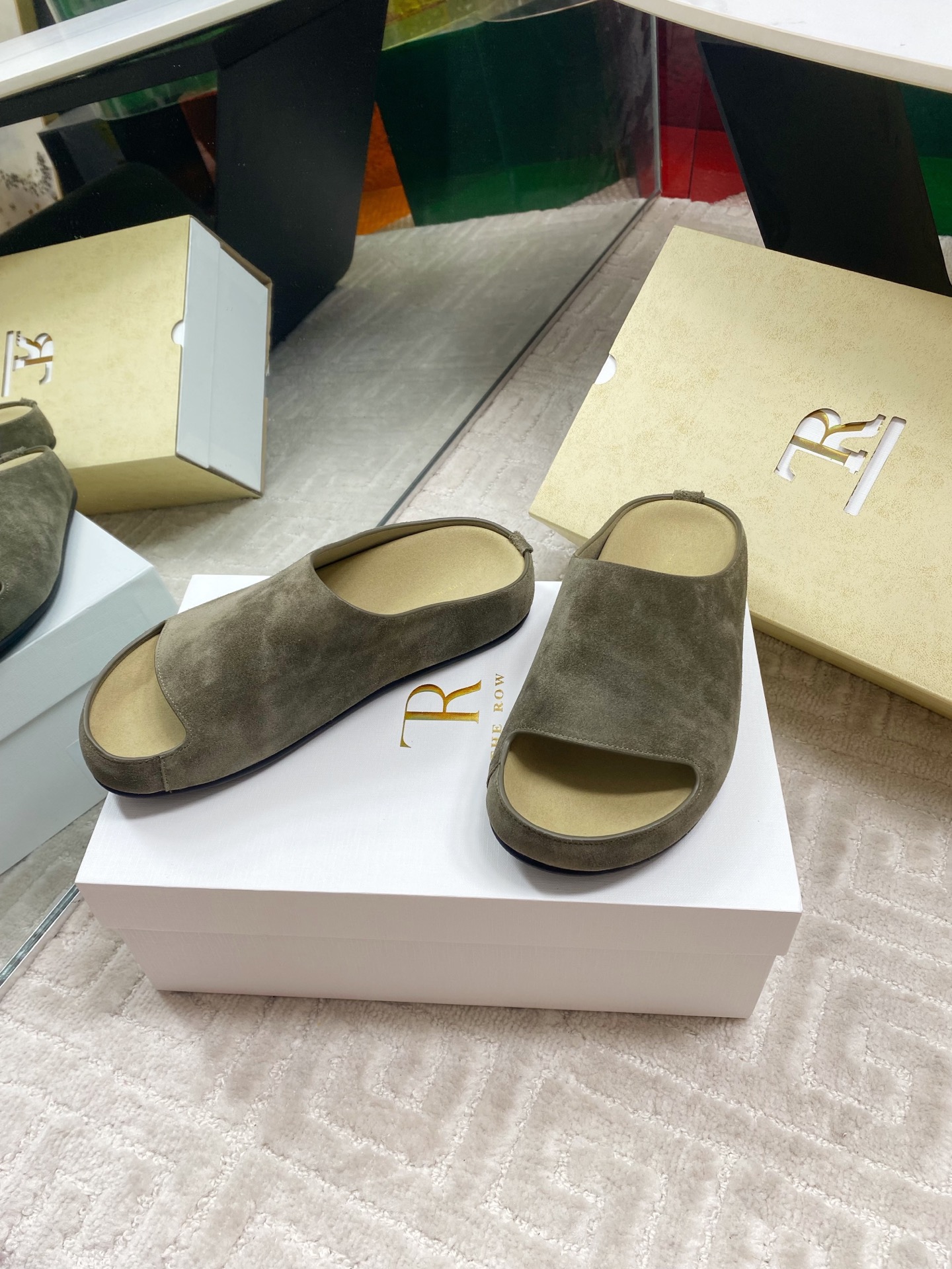 The Row Women's Minimalist Round Toe Suede Leather Slide Sandals 8 i1744815749498 9235 0 6
