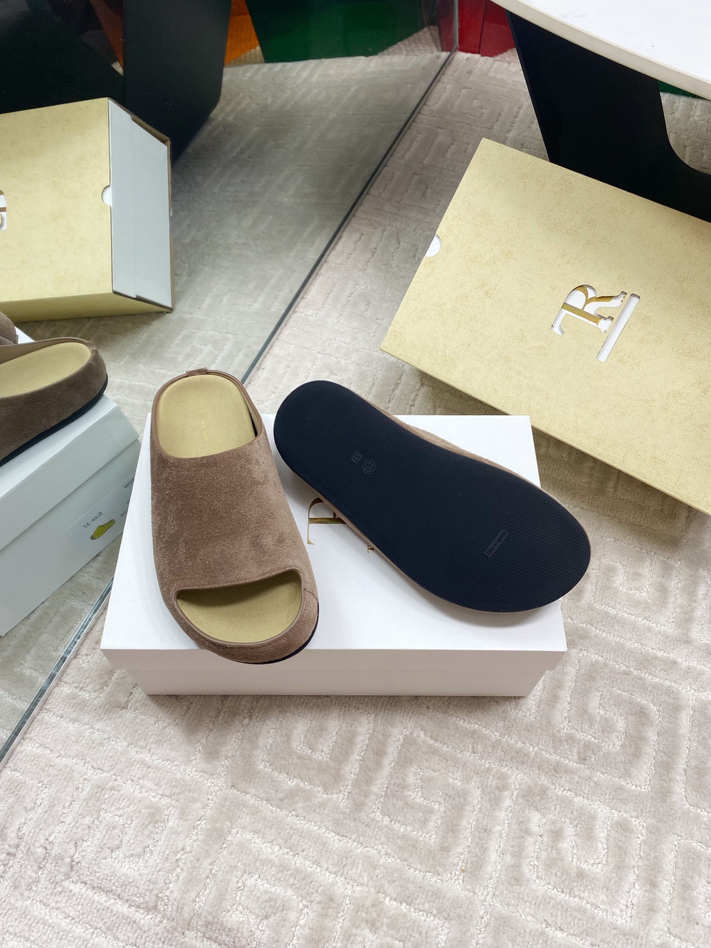 The Row Women's Minimalist Suede Slide Sandals - Round Toe, Comfortable 10 i1744815772081 2787 0 8