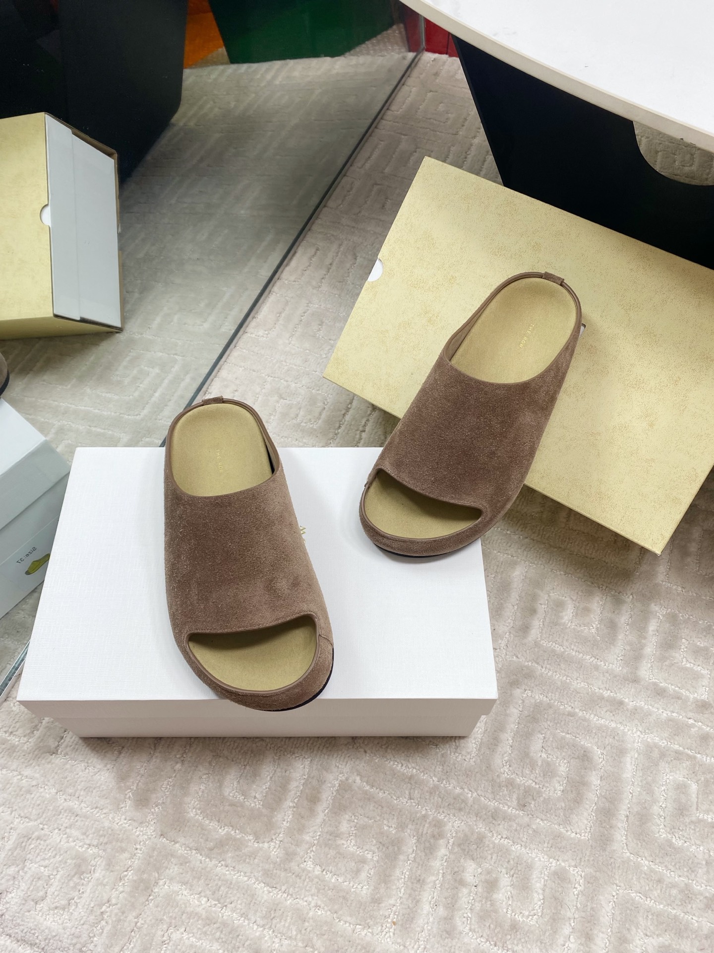 The Row Women's Minimalist Suede Slide Sandals - Round Toe, Comfortable 6 i1744815772181 3371 0 4