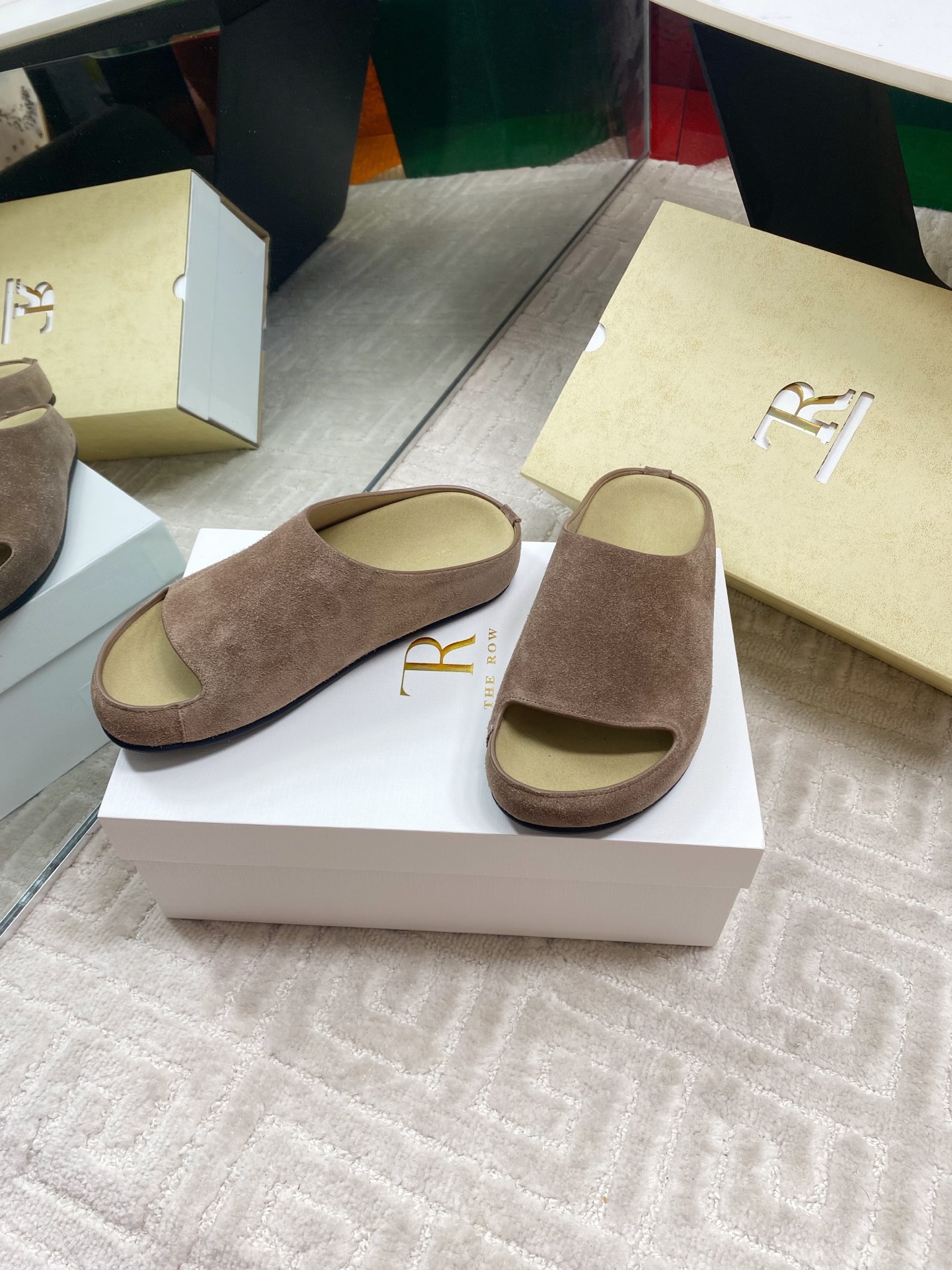 The Row Women's Minimalist Suede Slide Sandals - Round Toe, Comfortable 5 i1744815772209 2813 0 3