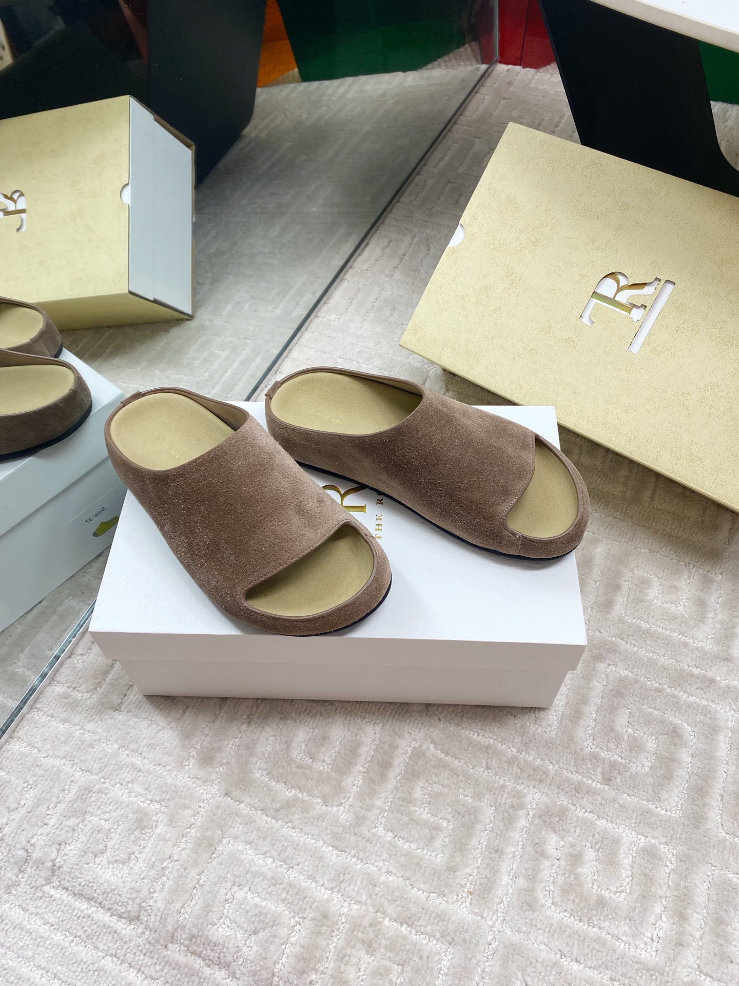 The Row Women's Minimalist Suede Slide Sandals - Round Toe, Comfortable 7 i1744815772234 7133 0 5