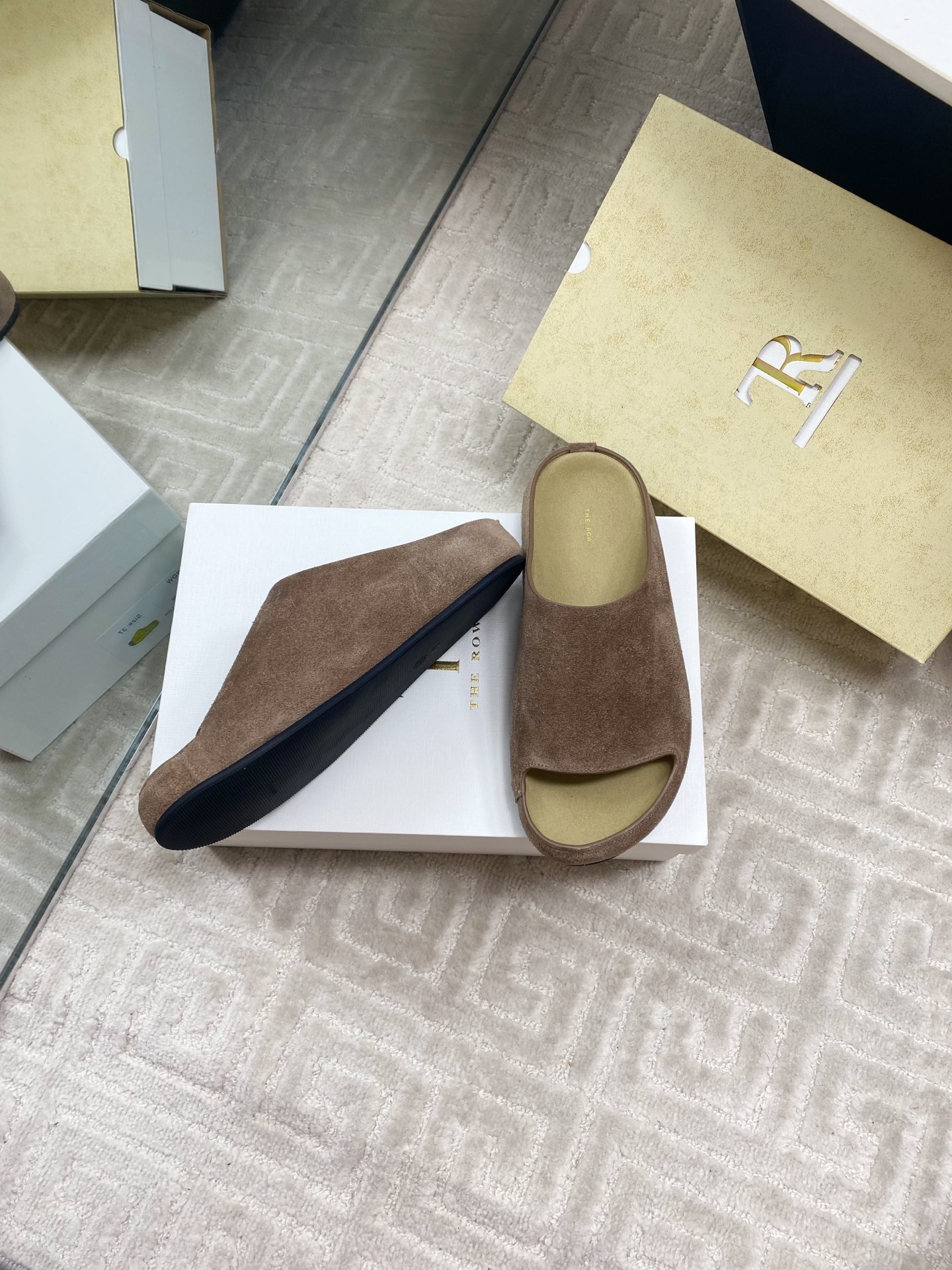The Row Women's Minimalist Suede Slide Sandals - Round Toe, Comfortable 4 i1744815772258 8877 0 2