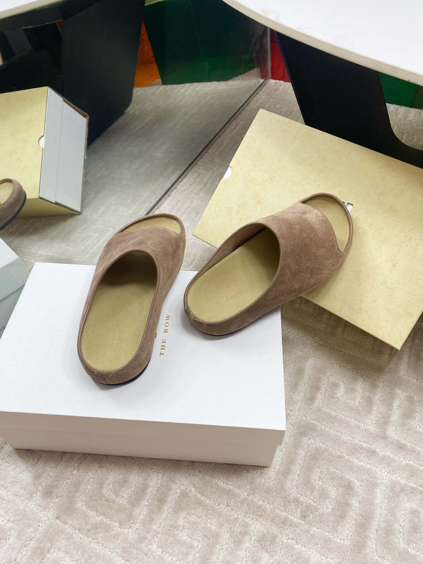The Row Women's Minimalist Suede Slide Sandals - Round Toe, Comfortable 9 i1744815772855 1784 0 7