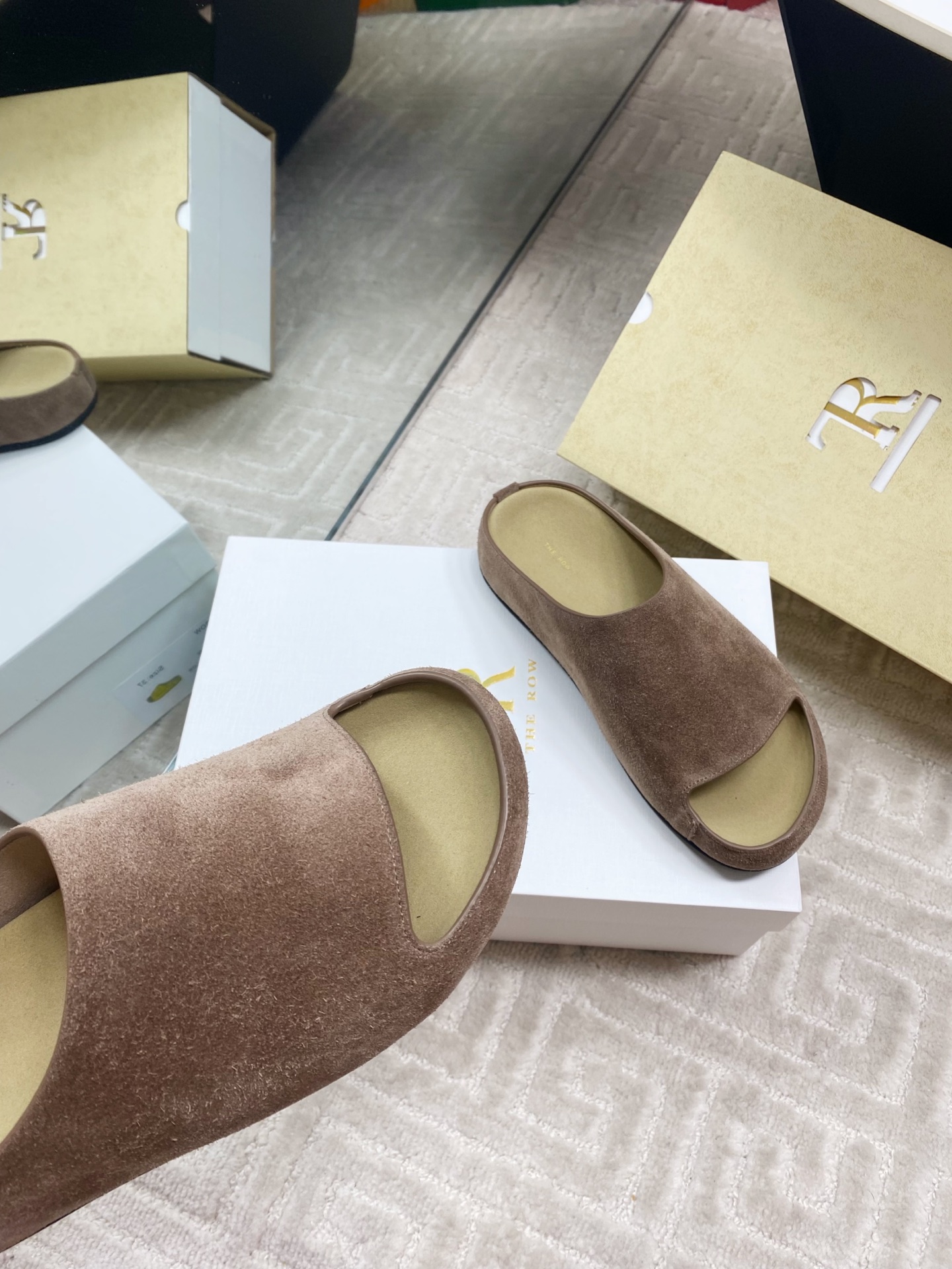 The Row Women's Minimalist Suede Slide Sandals - Round Toe, Comfortable 8 i1744815772945 9732 0 6