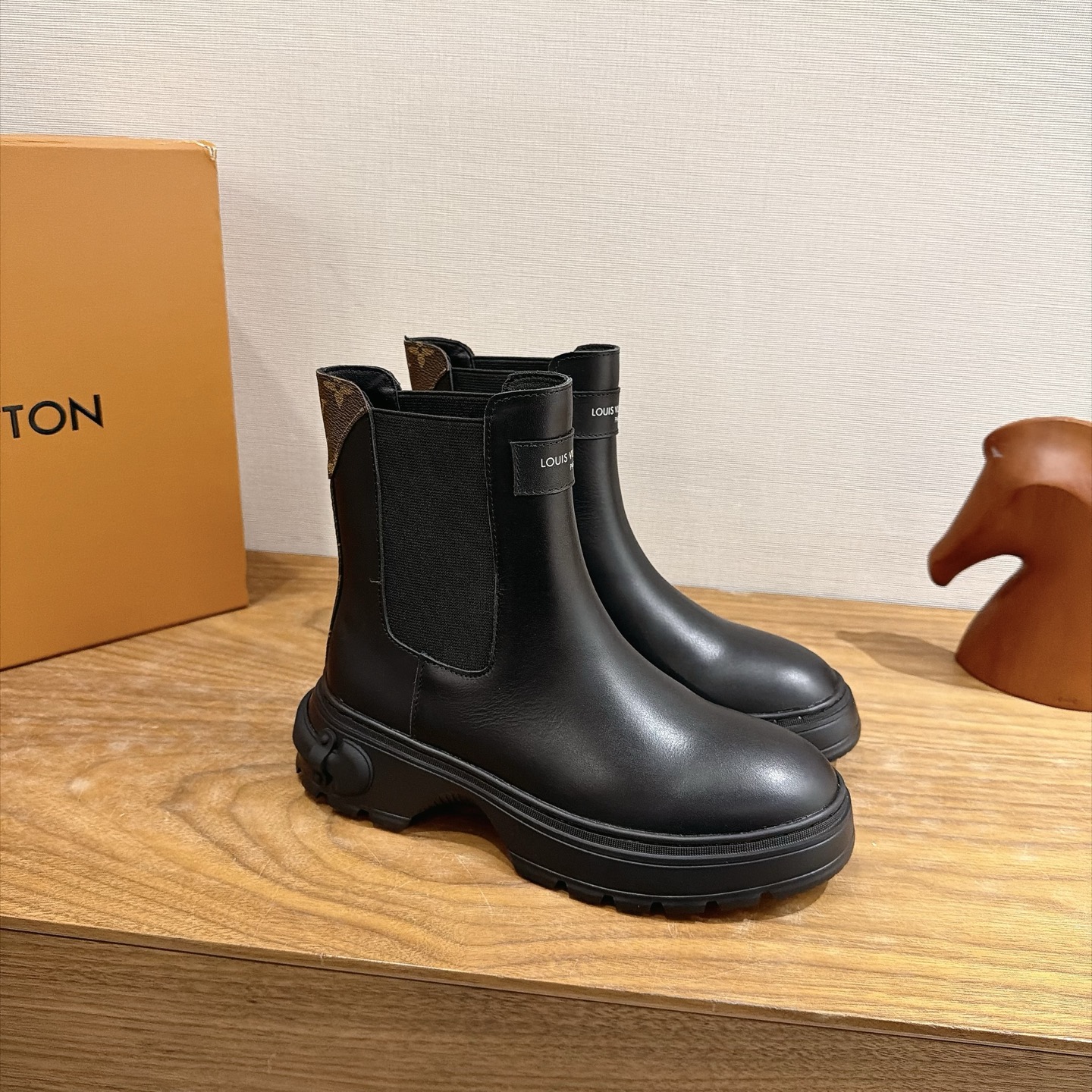 Louis Vuitton Black Lug Sole Zip Ankle Boots