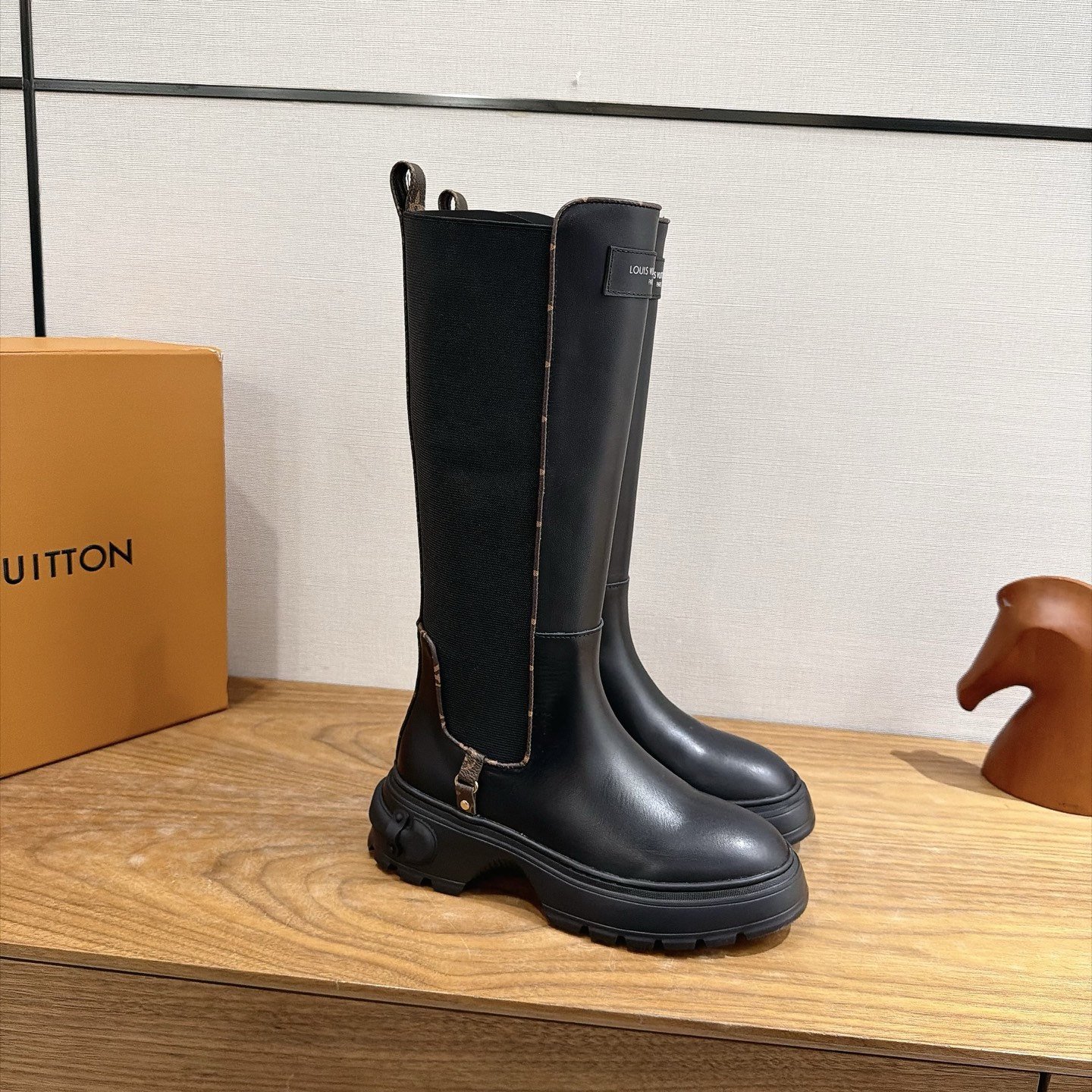 Louis Vuitton Black Tall Zip Boots