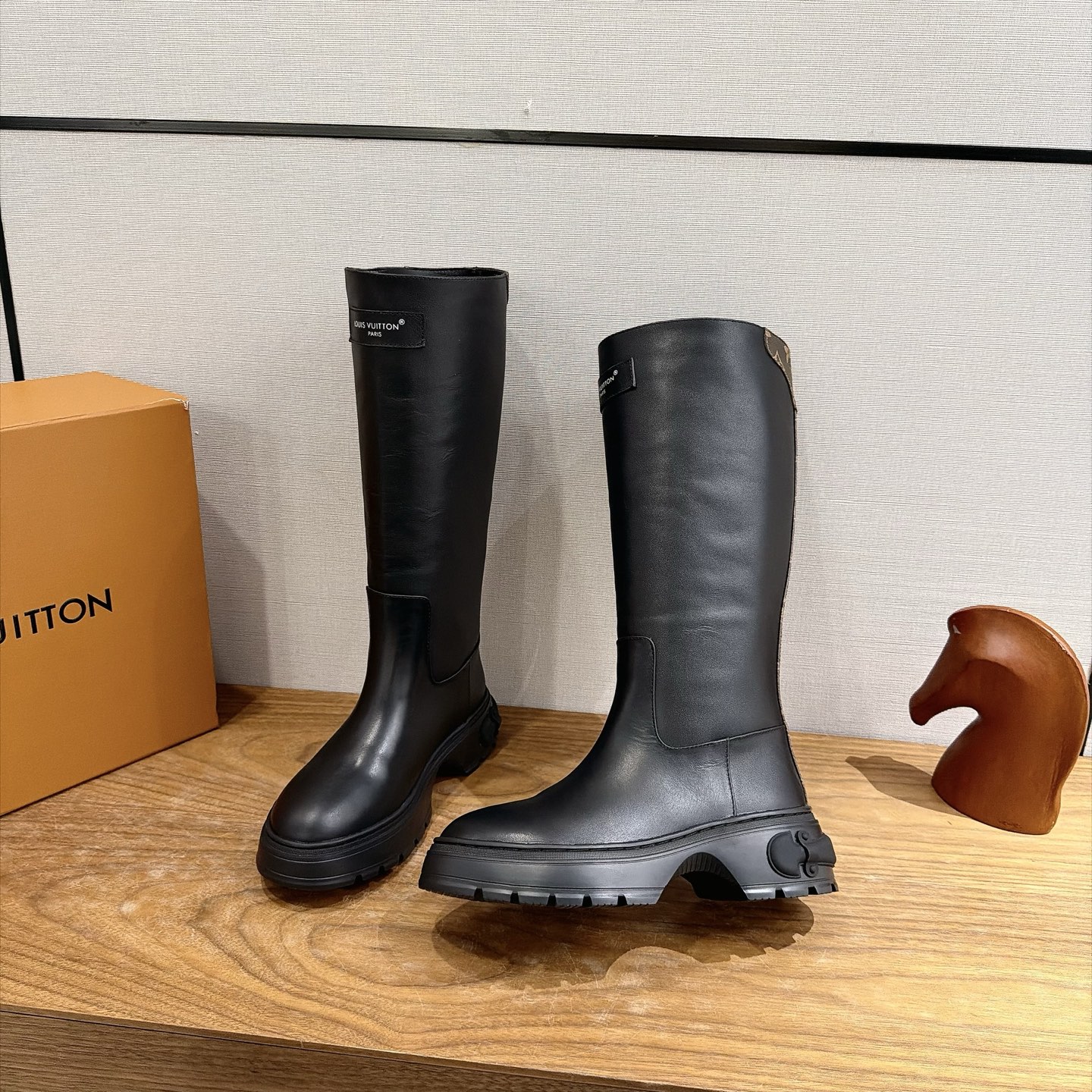 Louis Vuitton Black Lug Sole Tall Boots