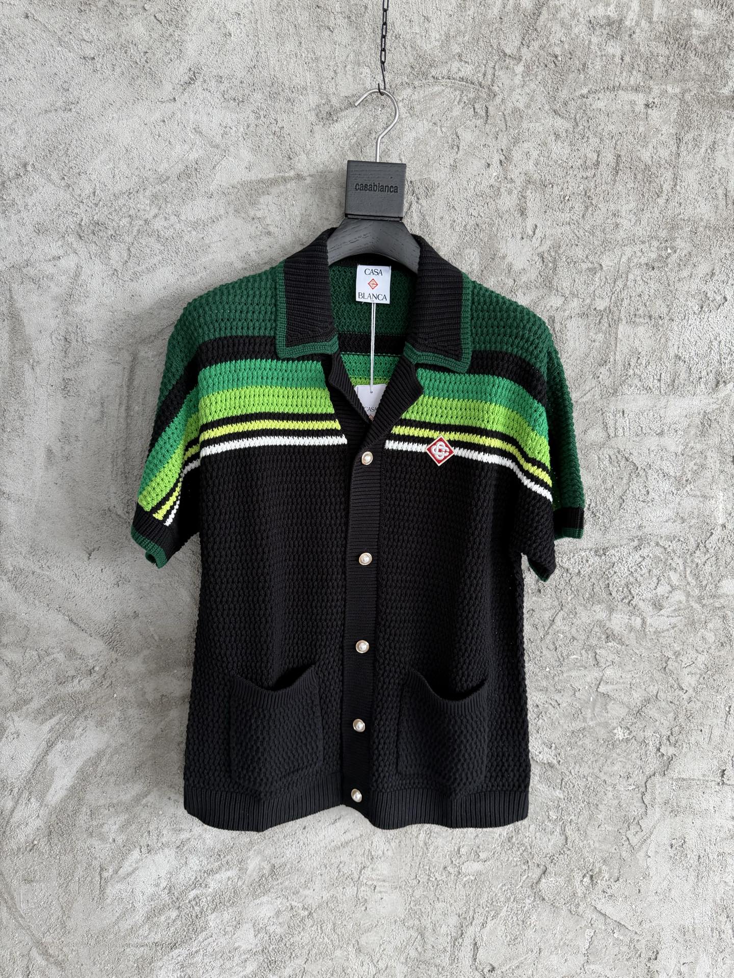NO:783786,CASABLANCA 2026SS woven white striped sweater short-sleeved shirt, customized pure cotton fabric, imported machine high-density crochet knitting, customized pearl buttons, SIZES, M, L, XL, ready stock in seconds, men's clothing, sweaters, shirts, T-shirt,19860909CASABLANCA 2026SS编织白条纹毛衣短袖衬衫,定制纯棉面料,进口机高密度钩针针织,定做珍珠纽扣,SIZES,M,L,XL,现货秒发,男装,sweaters,shirts,T-shirt,,Women's clothing