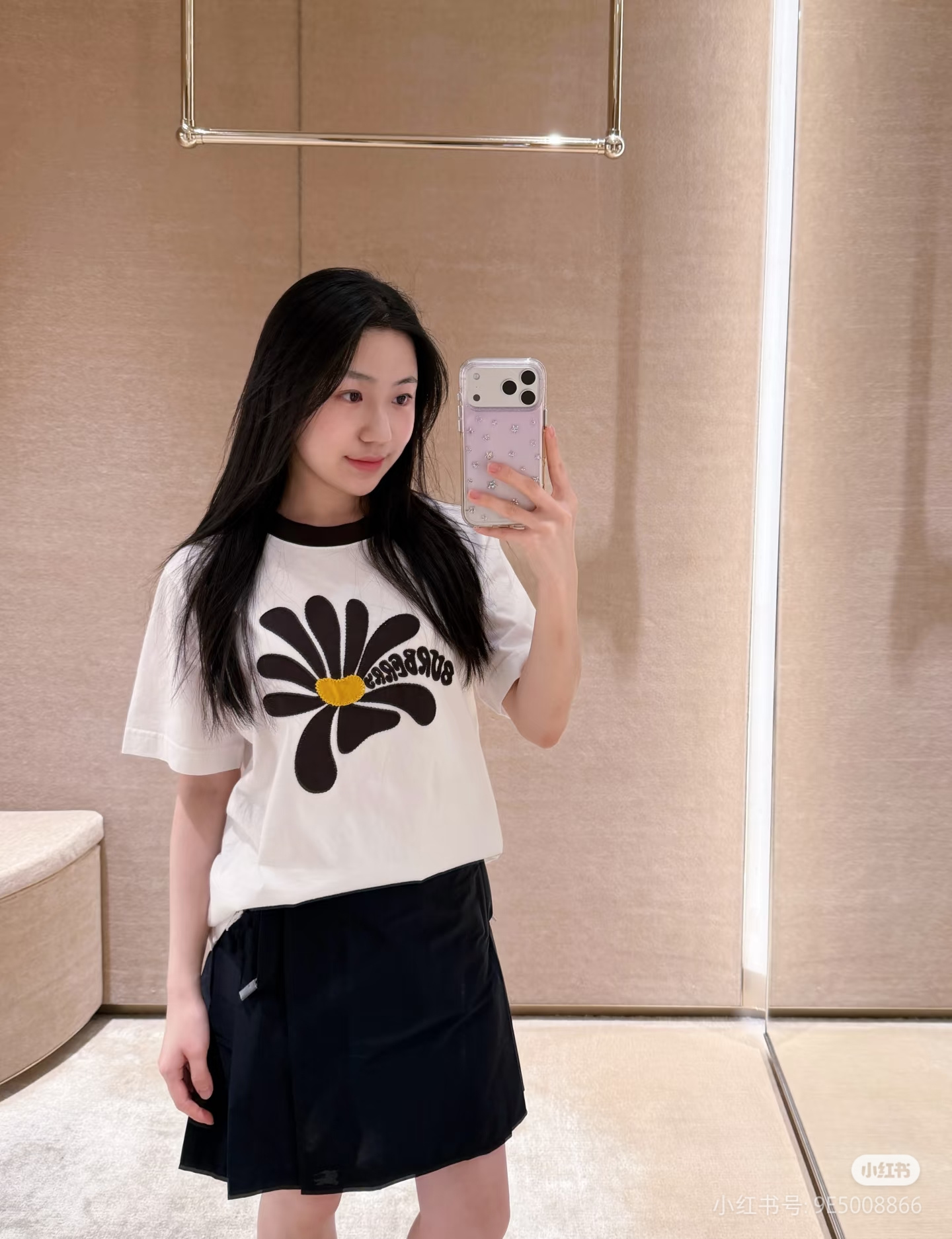 버버리 국화 자수 패치워크 여성 반팔 티셔츠 103122 이미지 17