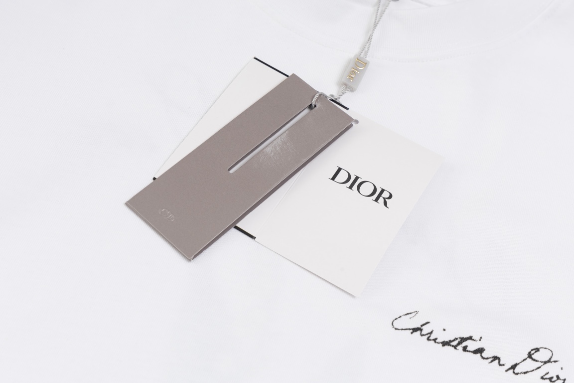 Dior DIOR迪奥 2024ss草写字母铃兰花植绒印花短袖T恤