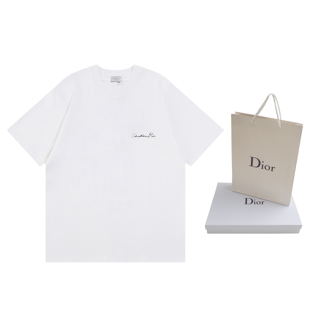 Dior DIOR迪奥 2024ss草写字母铃兰花植绒印花短袖T恤