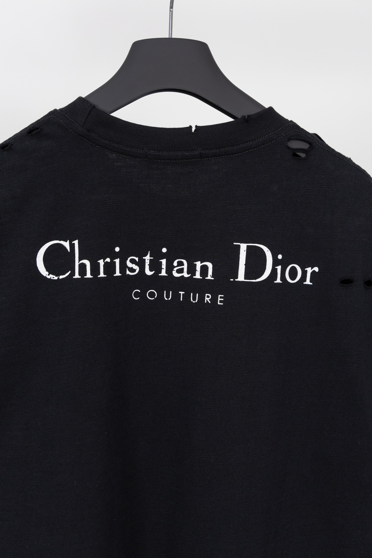 Dior DIOR迪奥 2024ss 破洞烧花效果前面字母印花短袖T恤
