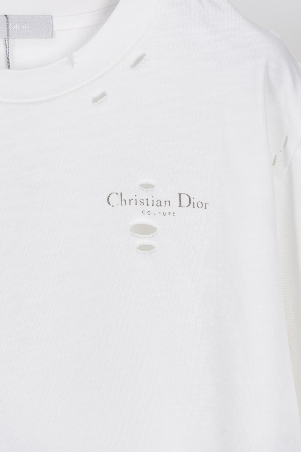Dior DIOR迪奥 2024ss 破洞烧花效果前面字母印花短袖T恤