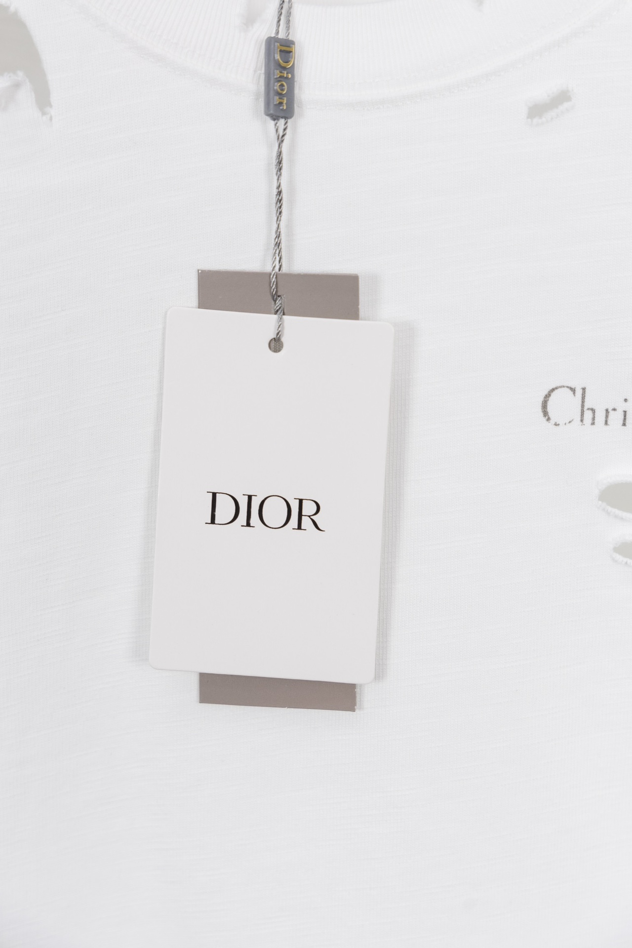 Dior DIOR迪奥 2024ss 破洞烧花效果前面字母印花短袖T恤