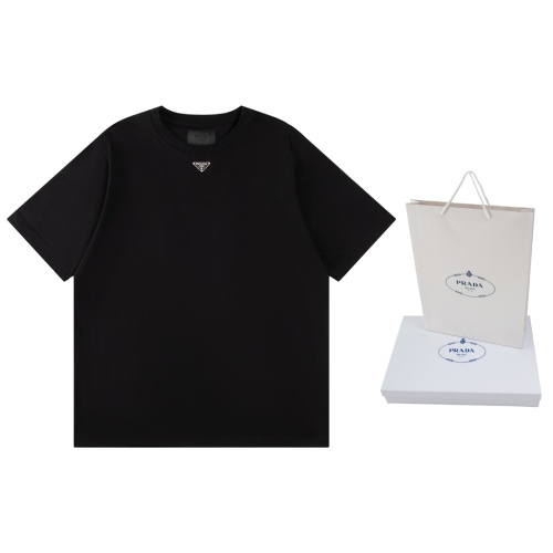 Prada Cotton T-Shirt with Enameled Metal Triangle Logo - Oversized Fit