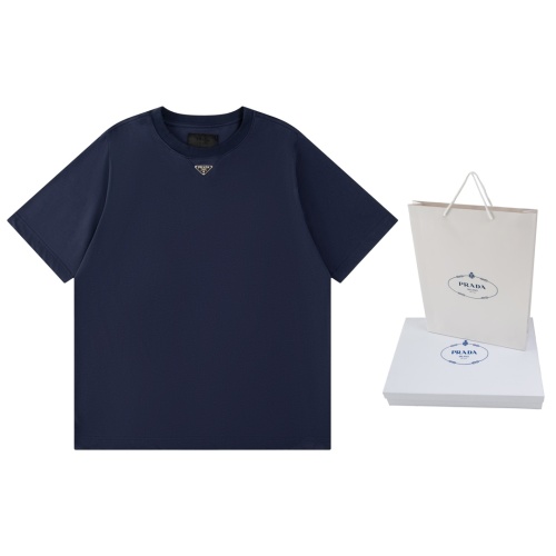 Prada Cotton T-Shirt With Enamel Triangle Logo Short Sleeve Top 1 Prada Cotton T-Shirt With Enamel Triangle Logo Short Sleeve Top