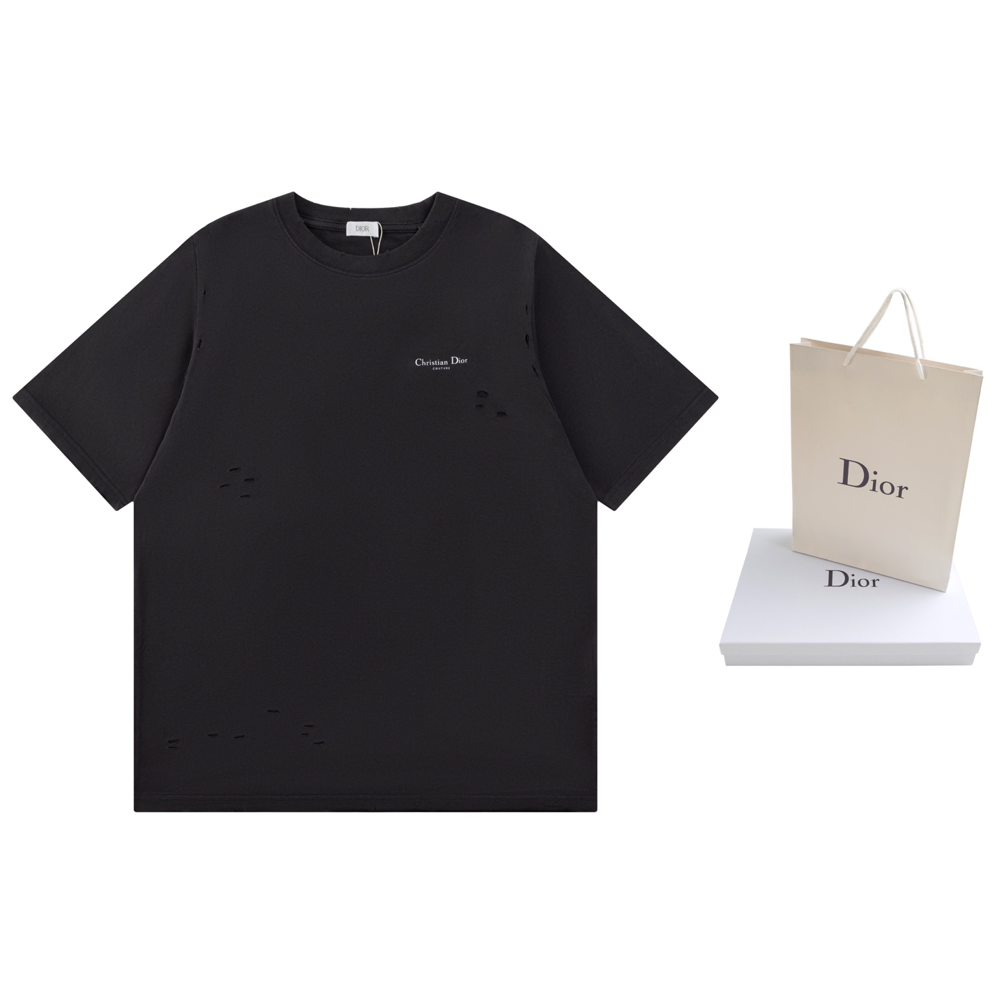 【顶级版本.官网品质】
DIOR迪奥 铃兰印花做旧破洞短袖T恤...