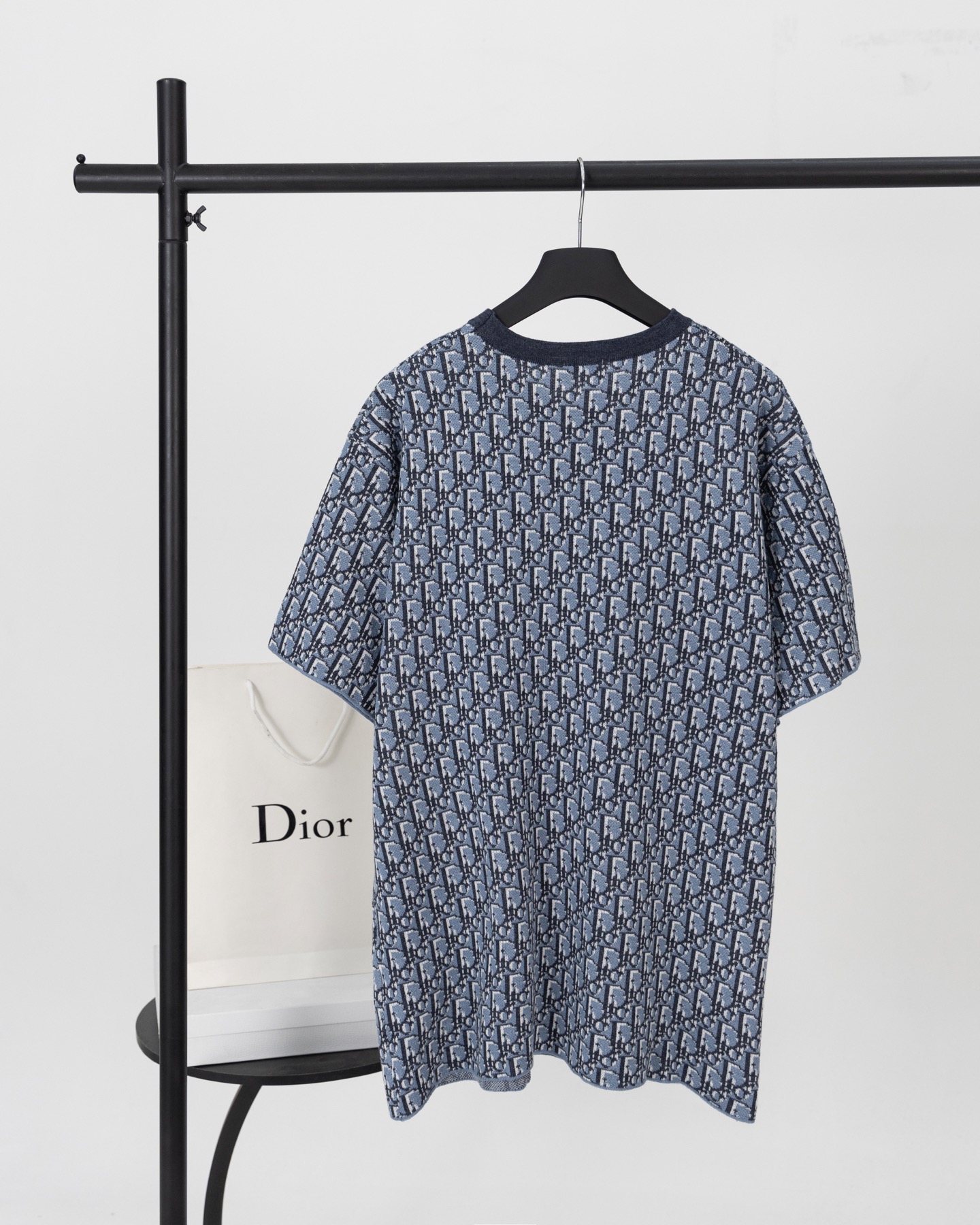 Dior DIOR迪奥 蓝色满身提花毛织短袖