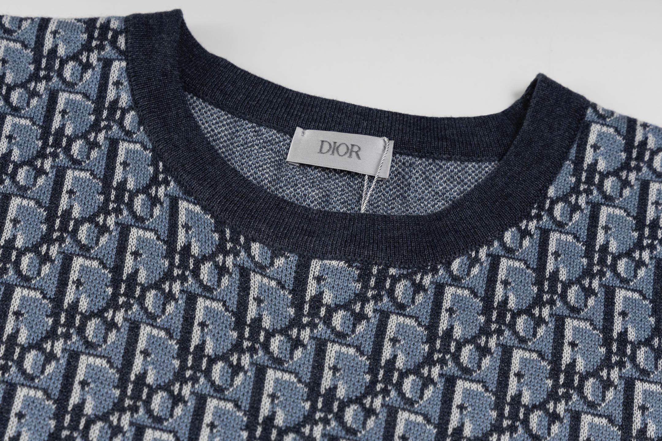 Dior DIOR迪奥 蓝色满身提花毛织短袖