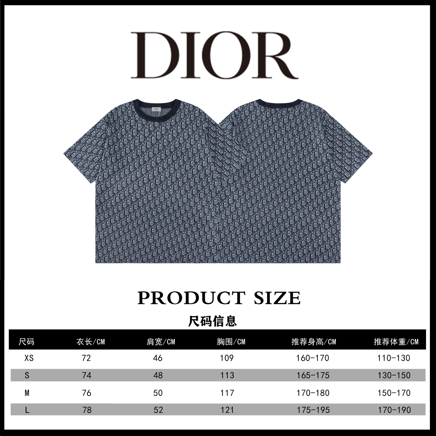 Dior DIOR迪奥 蓝色满身提花毛织短袖
