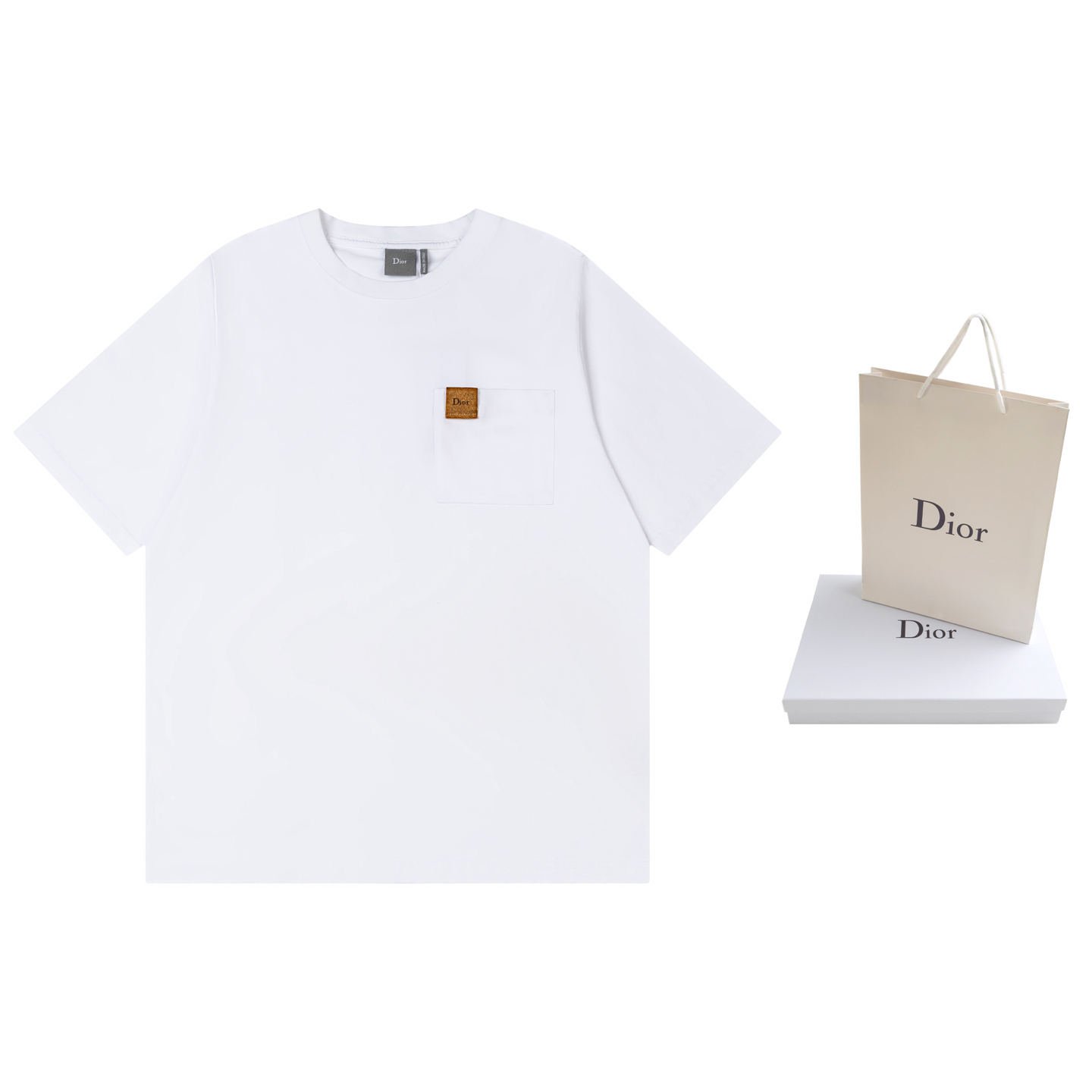 Dior DIOR迪奥 口袋皮革补丁短袖 T恤