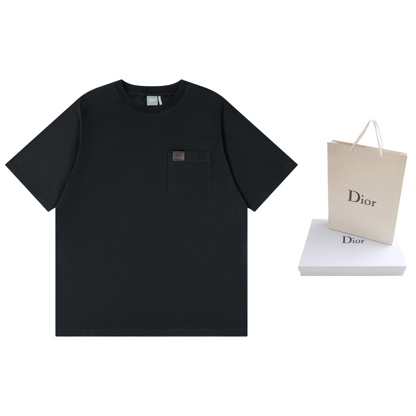 Dior DIOR迪奥 口袋皮革补丁短袖 T恤