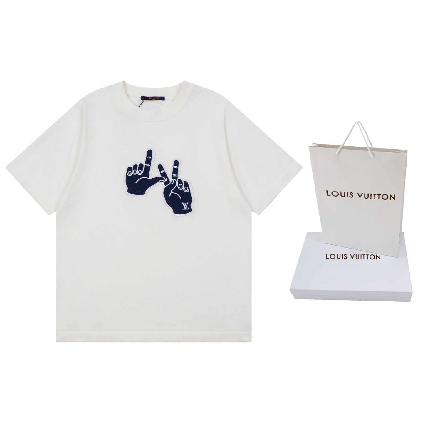 P95 [Versión superior. Calidad de tienda oficial] LOUIS VUITTON*Louis Vuitton LV Camiseta de manga corta con bordado de…
