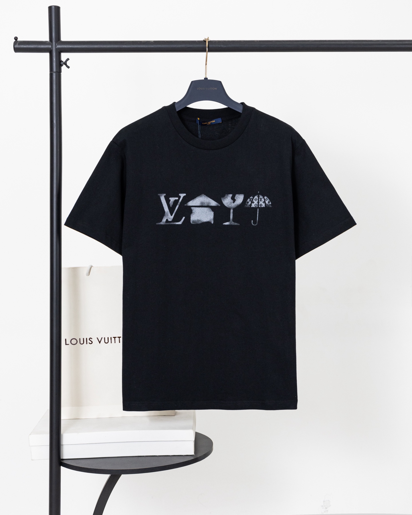 P80 [Versión superior. Calidad de tienda oficial] LOUIS VUITTON*Louis Vuitton LV Camiseta de manga corta con estampado …