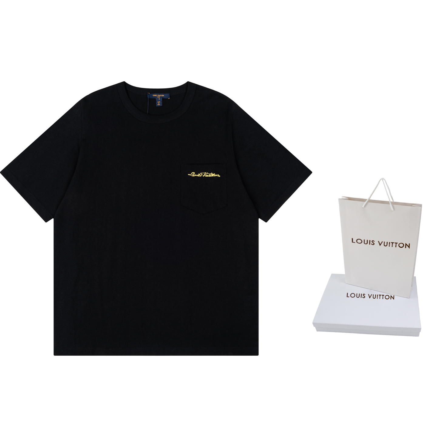 P80 【Versión de máxima calidad. Calidad de la web oficial】 LOUIS VUITTON*Louis Vuitton LV Camiseta de manga corta con b…