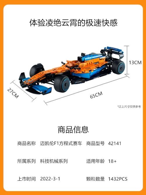 McLaren F1 Race Car Building Block Set - 1432 Pcs Tech Series Model 1 McLaren F1 Race Car Building Block Set - 1432 Pcs Tech Series Model