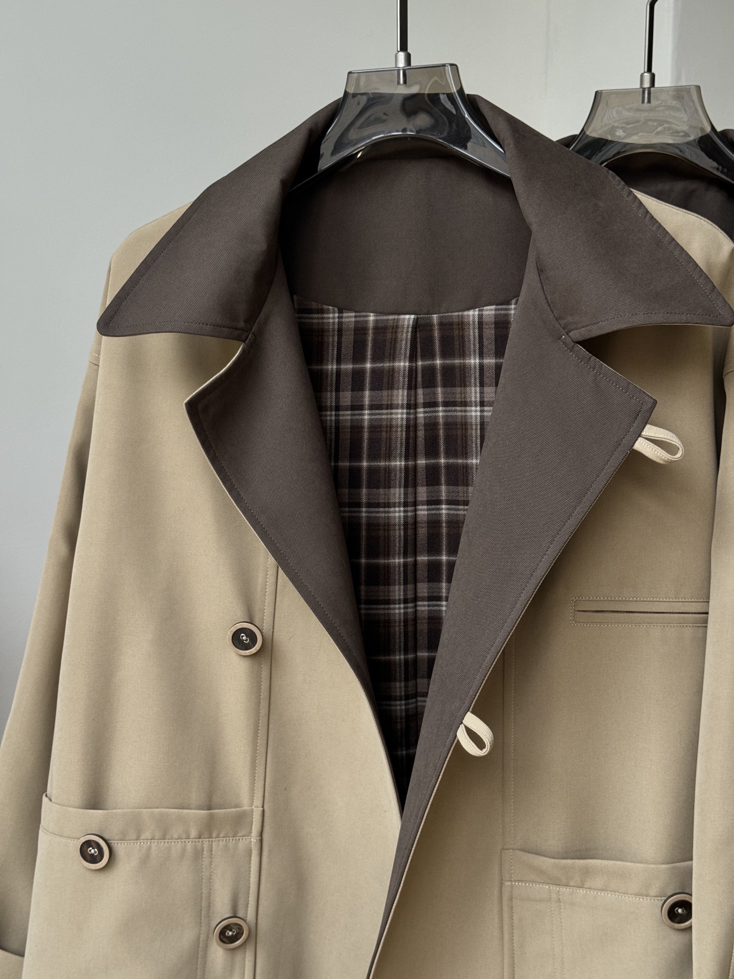 Elegant Plaid Patchwork Trench Coat,Women's Fall Fashion Overcoat 7 i1723389933 9659 1