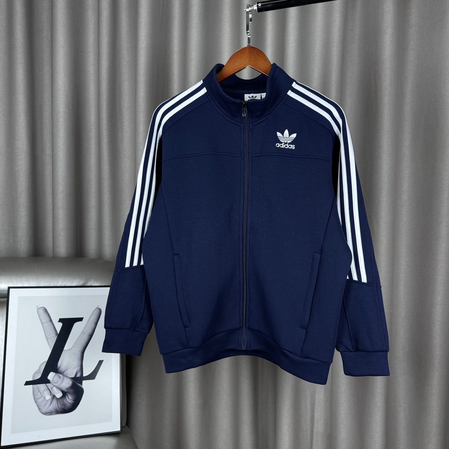 Adidas Trefoil Logo Embroidered Zip-Up Track Jacket - Navy Blue 6 Adidas Trefoil Logo Embroidered Zip-Up Track Jacket - Navy Blue