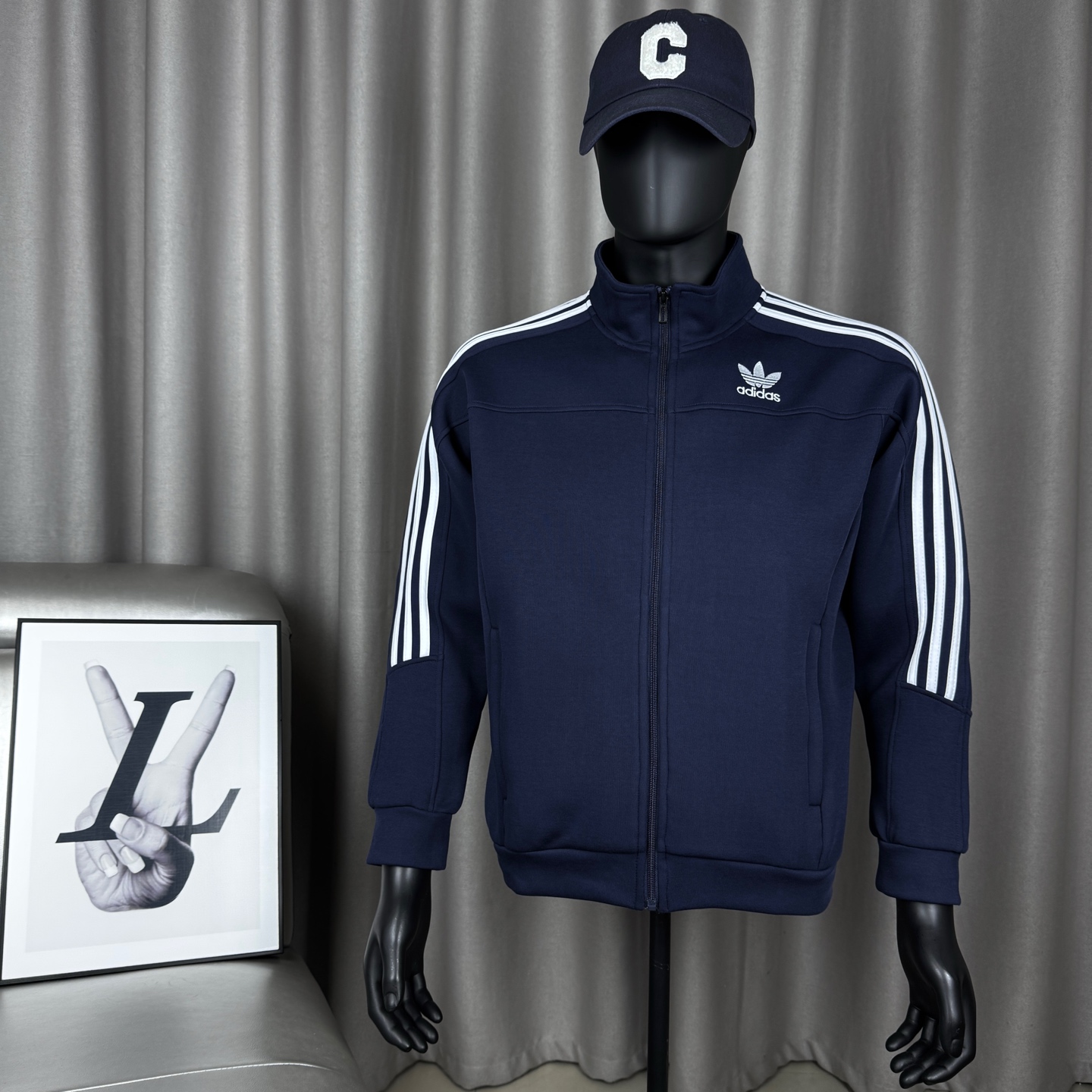 Adidas Originals Men's Tricot Track Jacket Classic Full-Zip, Navy, M-XL