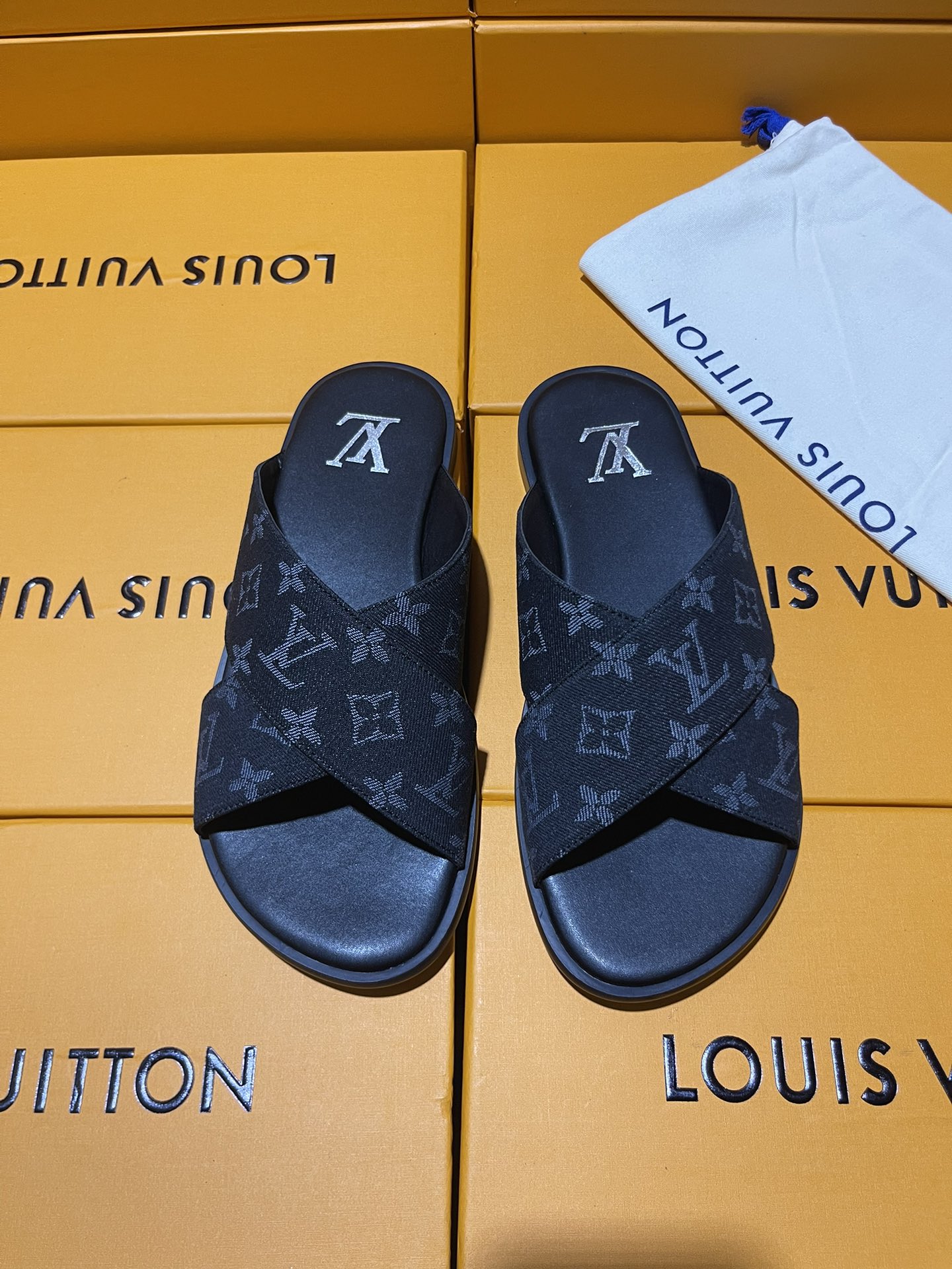 Louis Vuitton Shoes Slippers Calfskin Cowhide PU